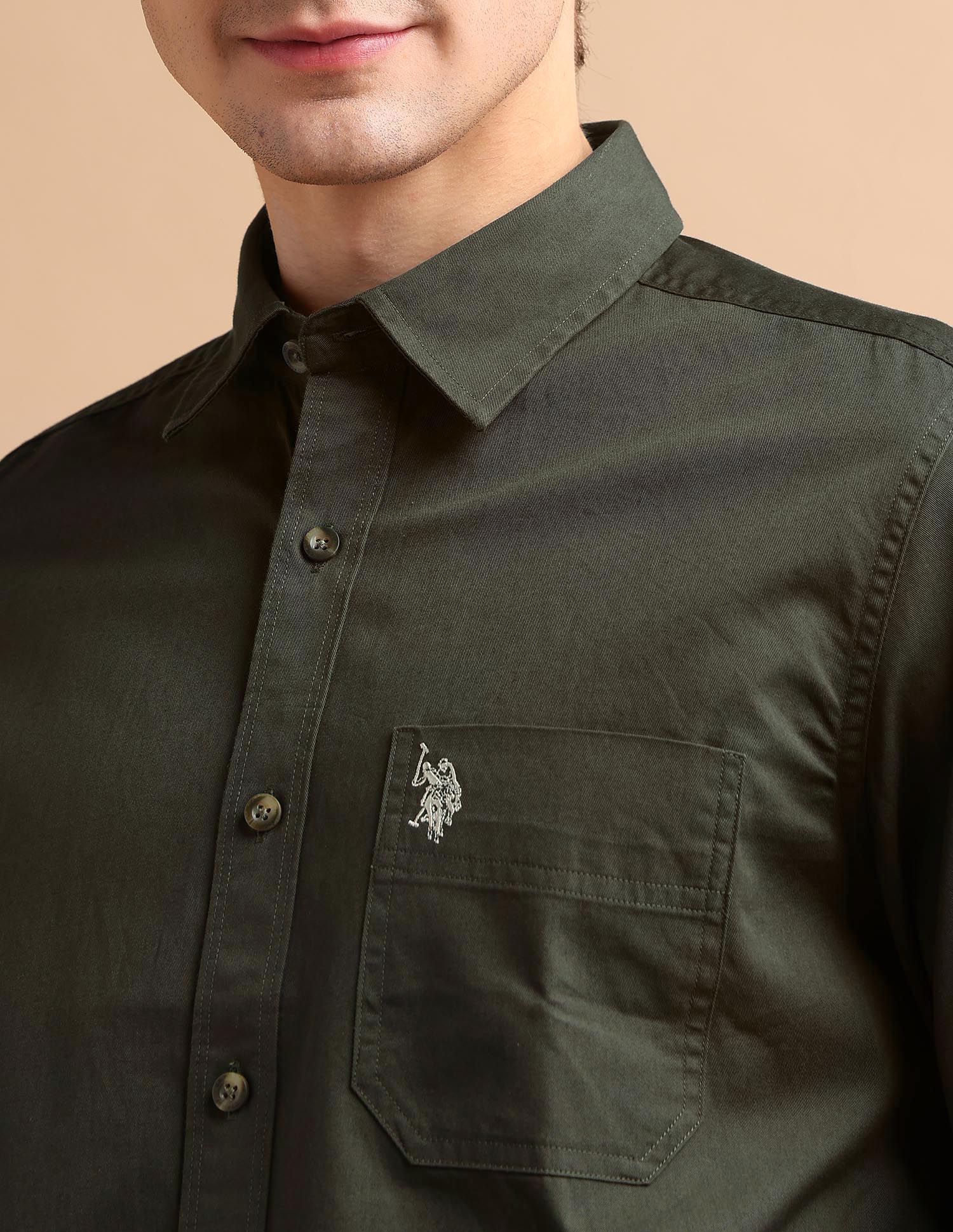 Twill Camping Shirt Olive - U.S. POLO ASSN. | Large