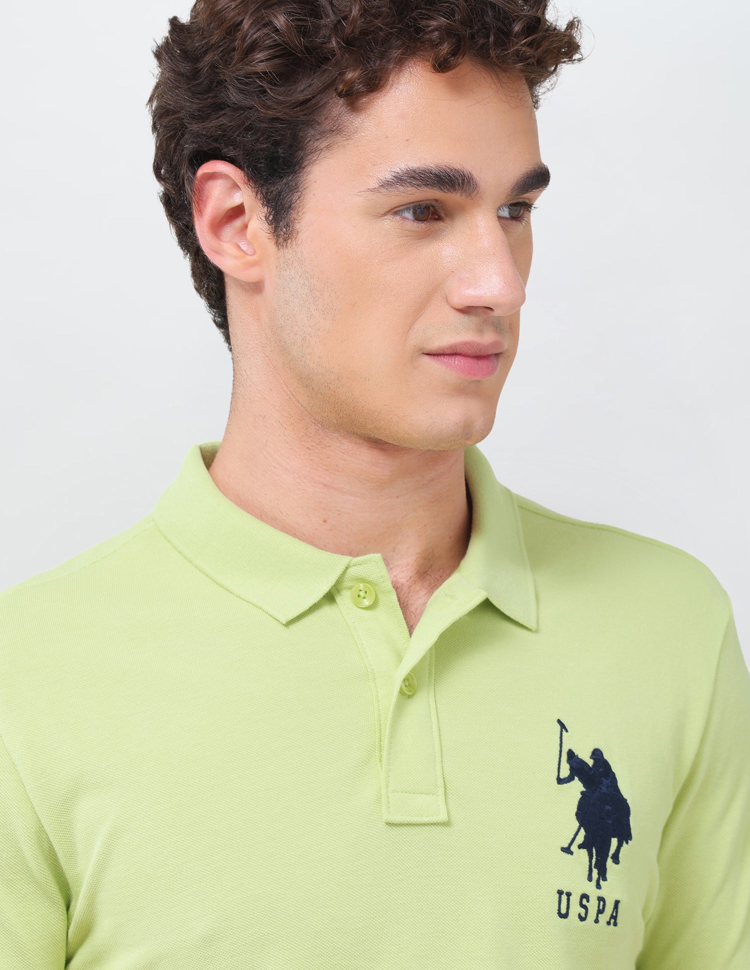 Solid Slim Fit Polo Shirt Green - U.S. Polo Assn. India | Large