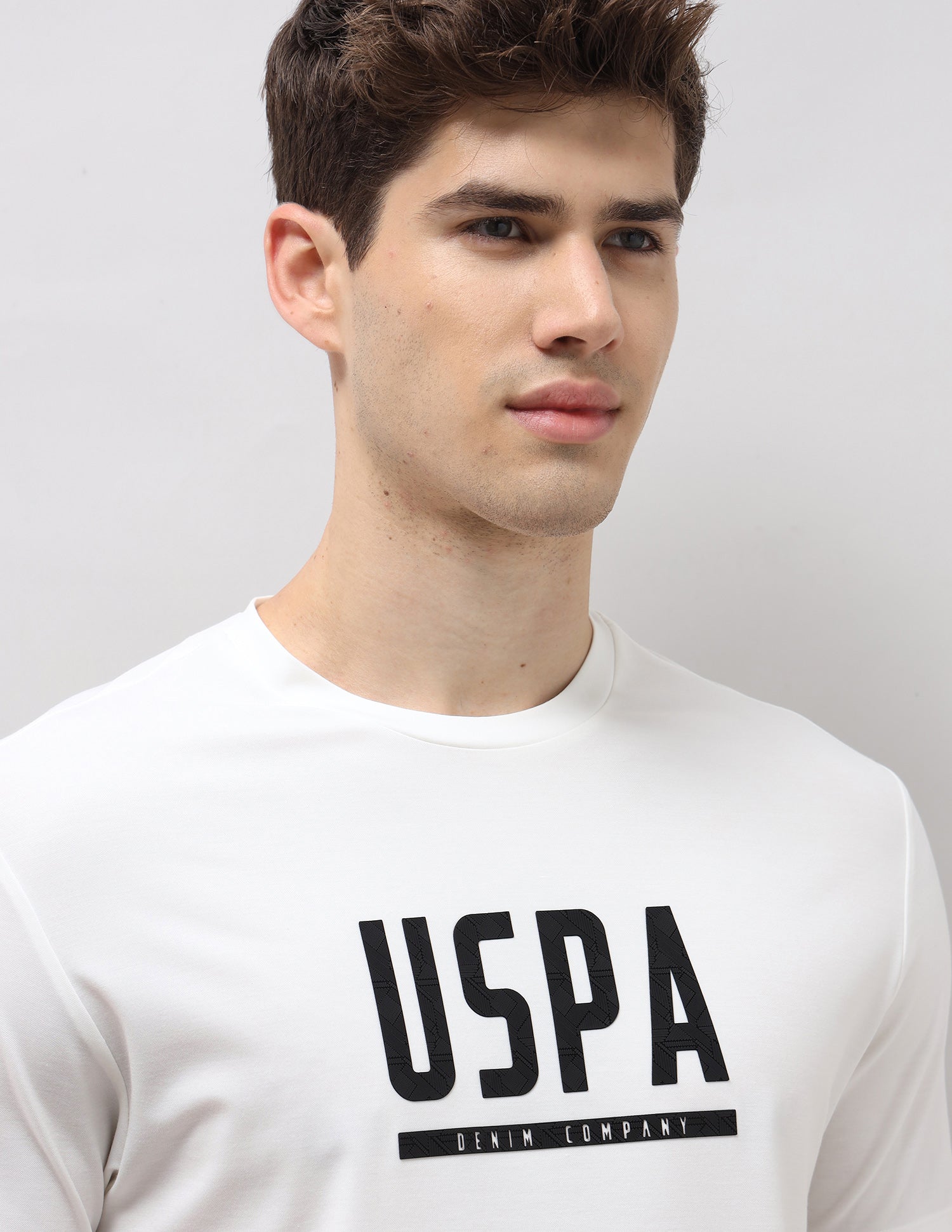 Brand Printed Slim Fit T-Shirt Ivory - U.S. Polo Assn. India | Large