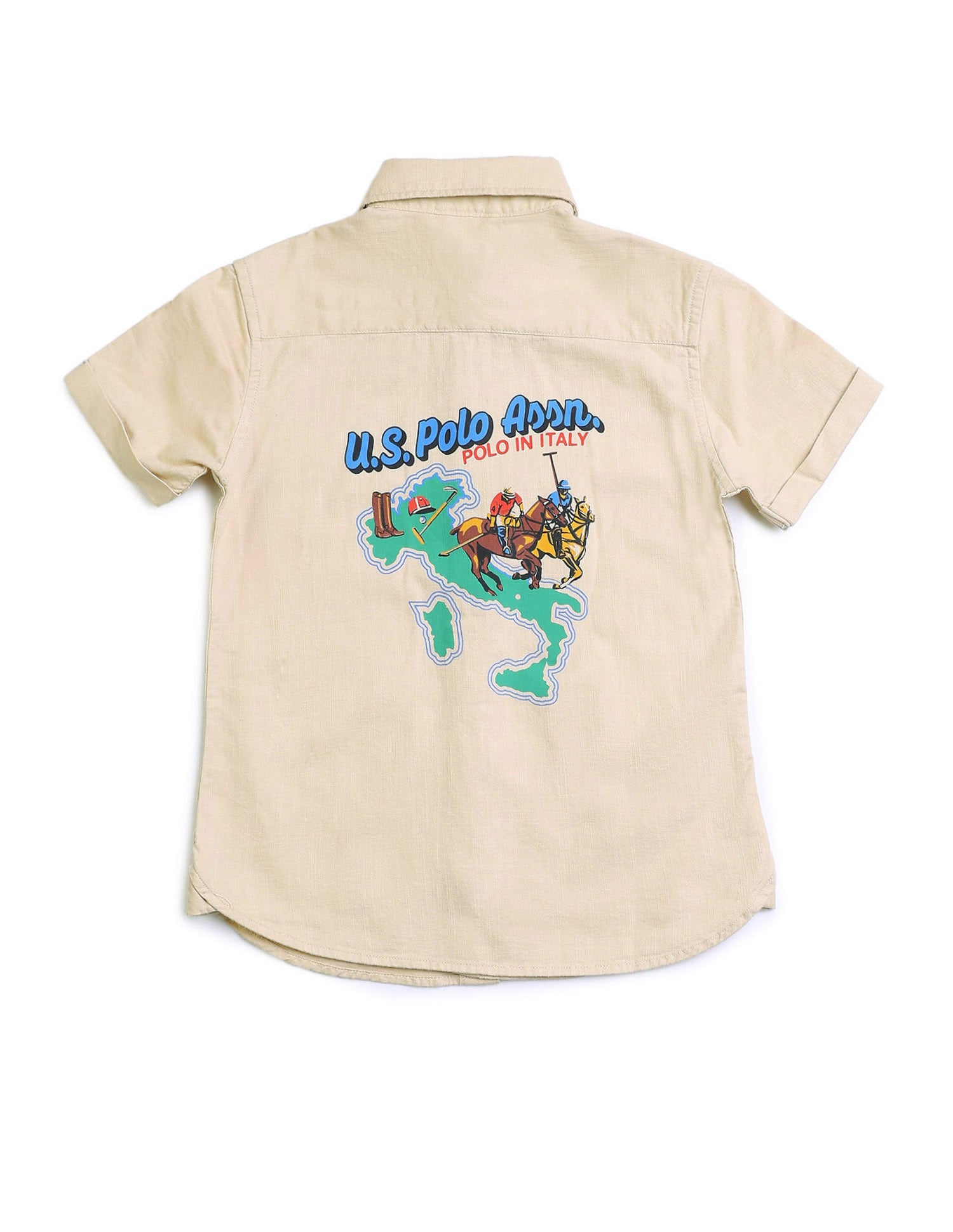 Boys Graphic Printed Regular Fit Shirt Beige - U.S. POLO ASSN. | Large