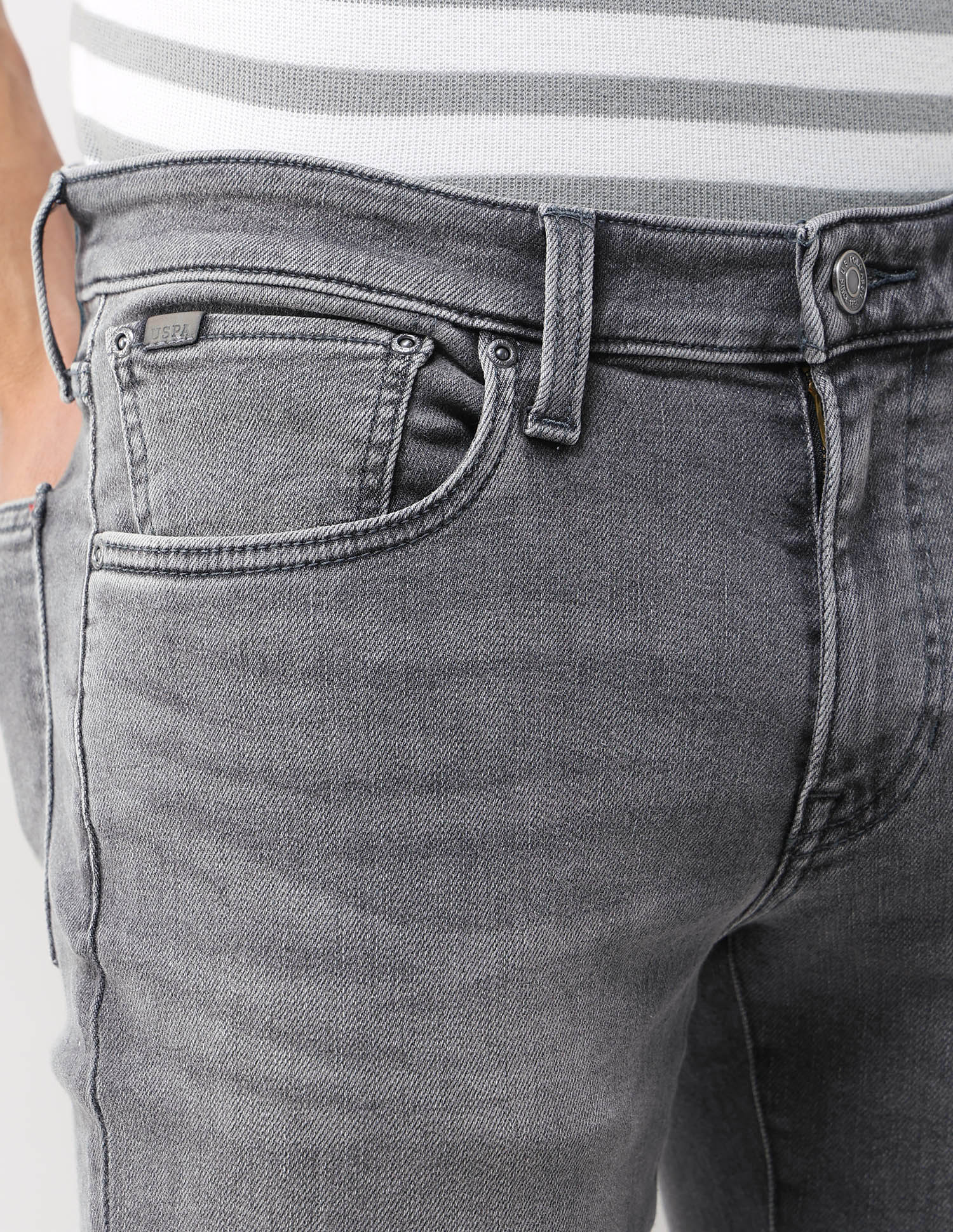 Brandon Slim Tapered Fit Grey Jeans Grey - U.S. Polo Assn. India | Large