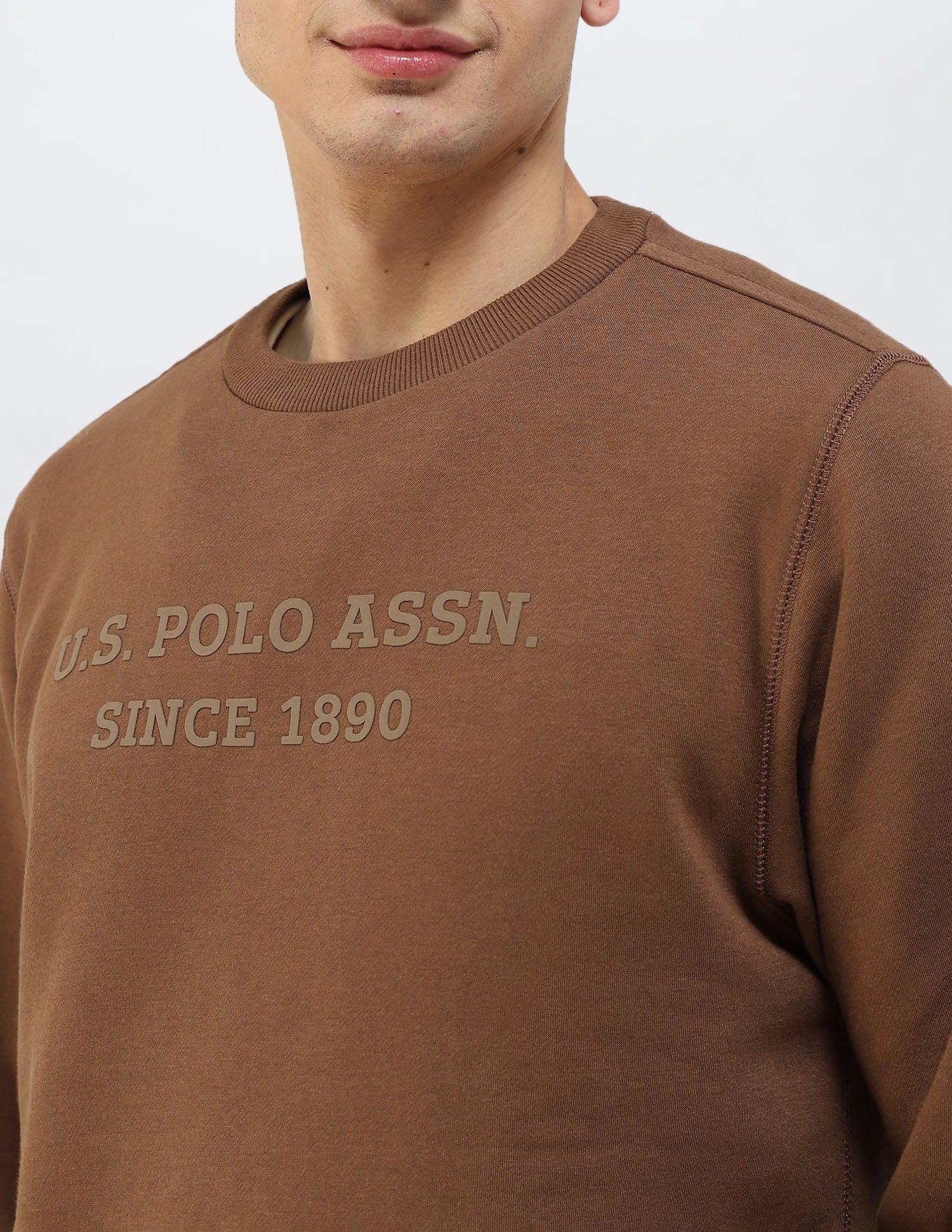 Brand Embossed Regular Fit Sweatshirt Dark Brown - U.S. POLO ASSN. | Large