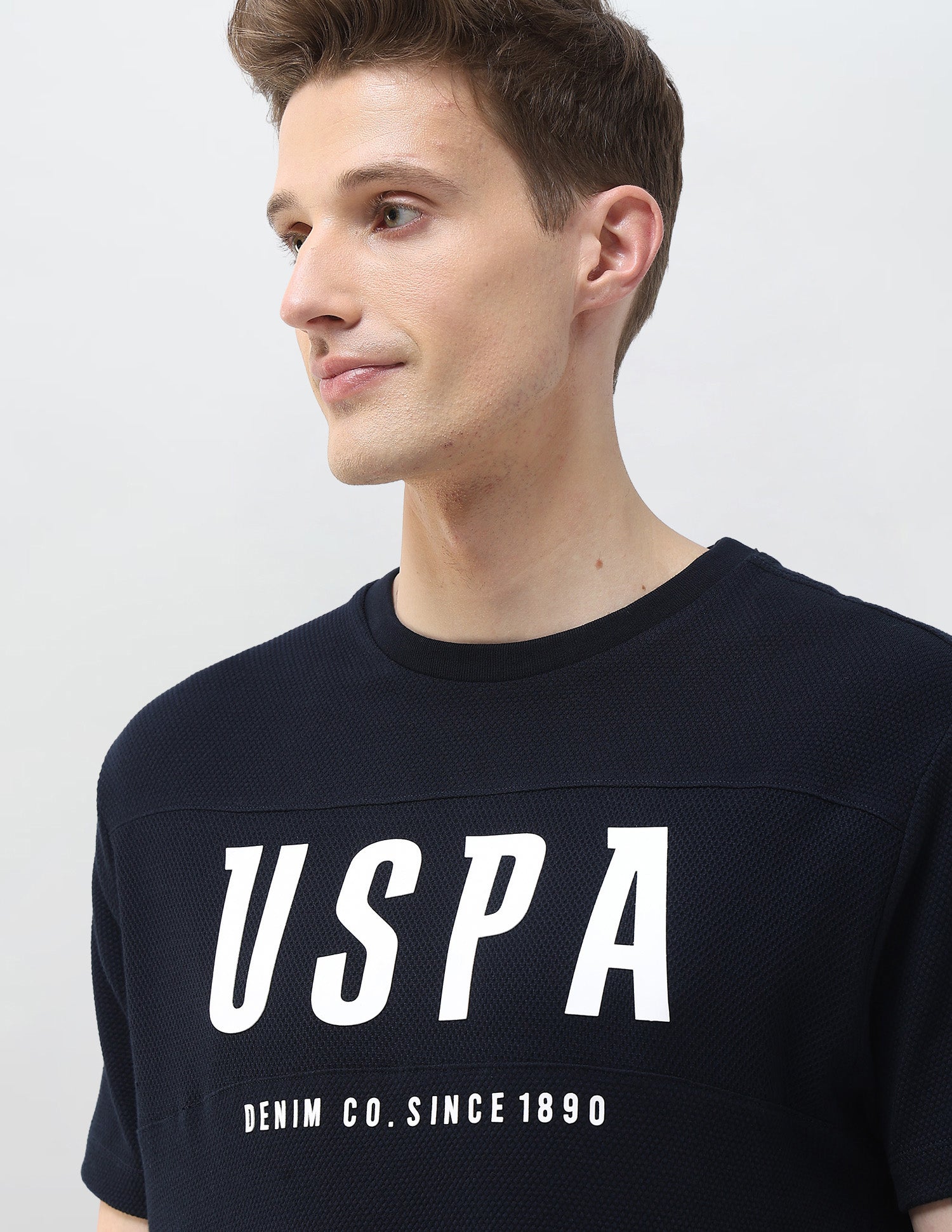 Textured Brand Printed Motel On The Coast T-Shirt Navy - U.S. Polo Assn. India | Large