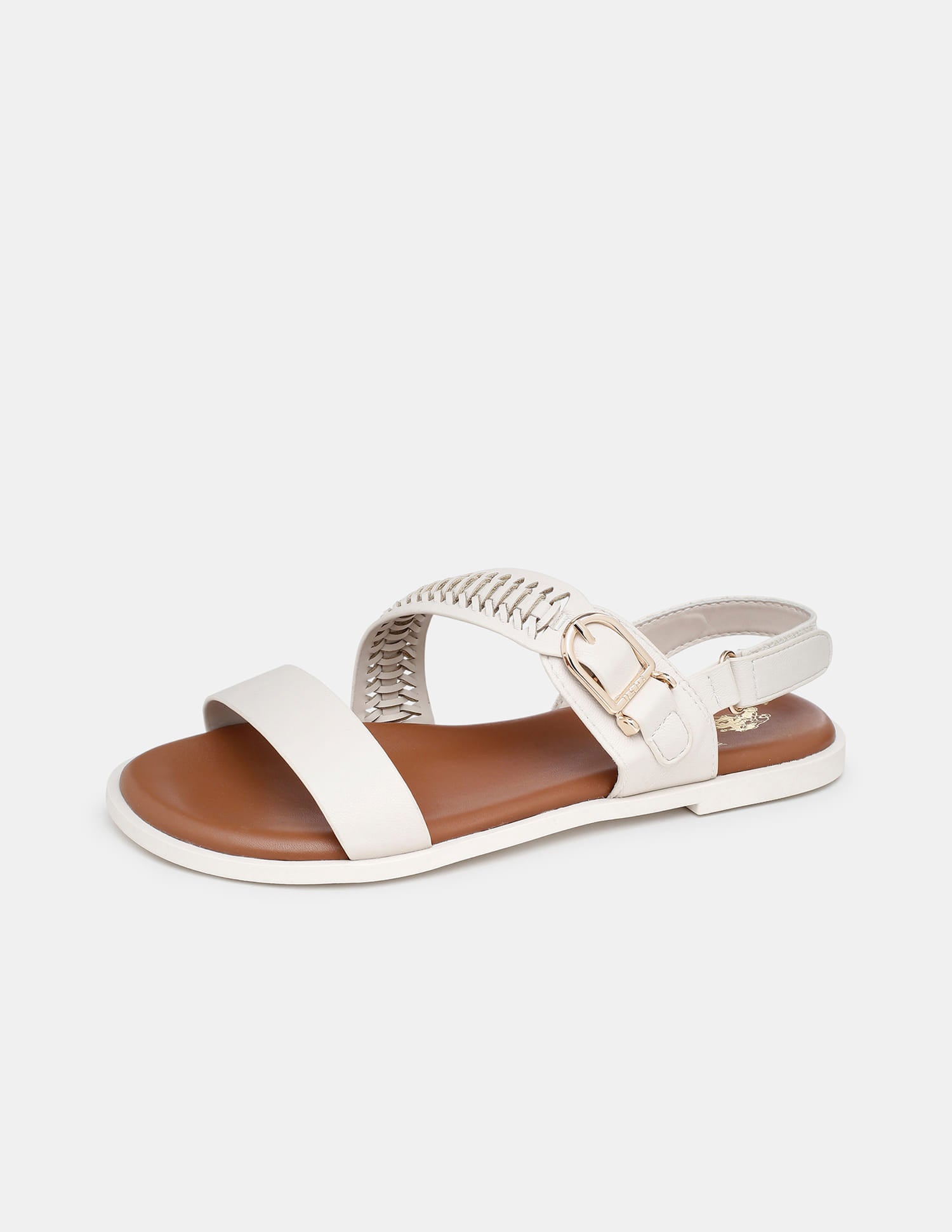 Women Axelle Patterned Vamp Strap Sandals Off White - U.S. Polo Assn. India | Large