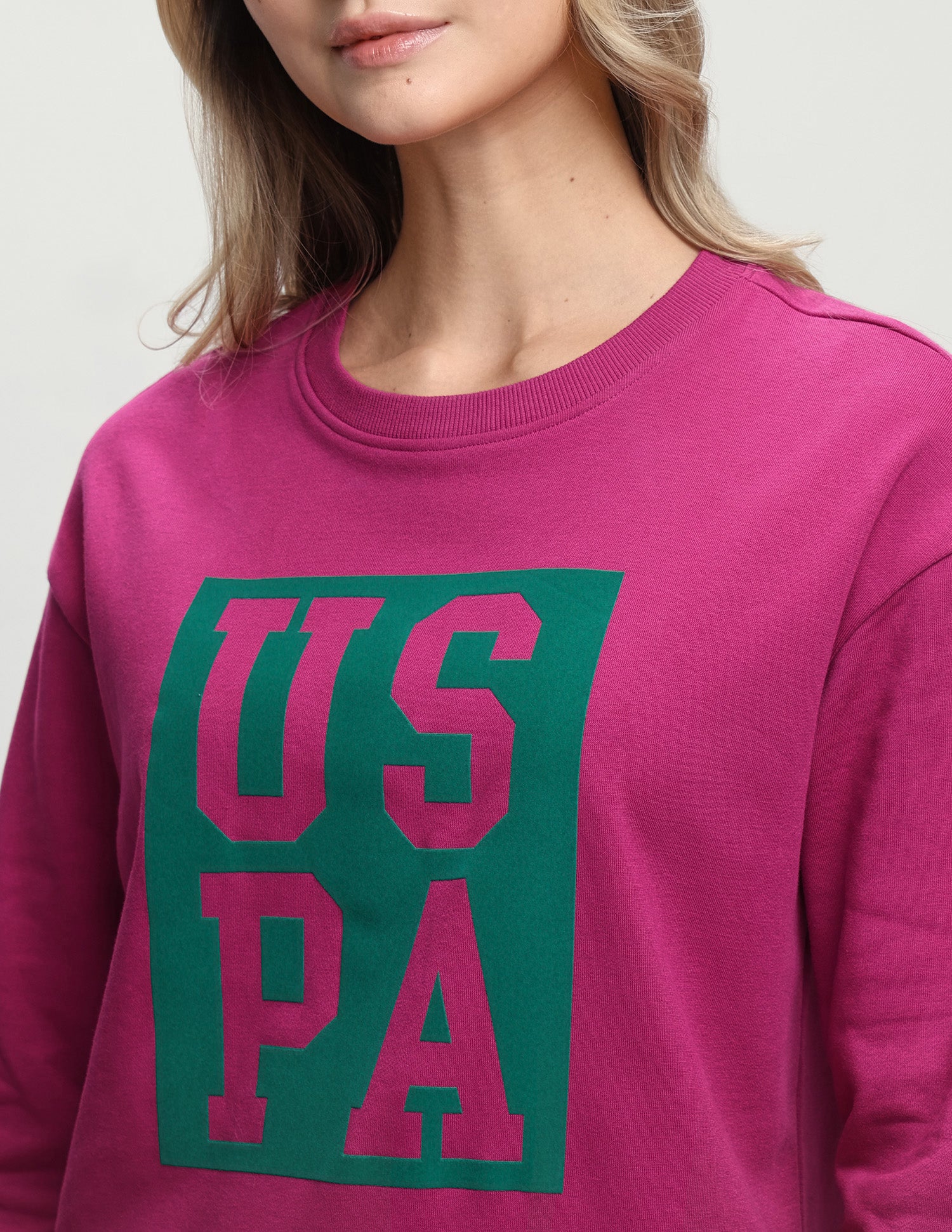 Brand Printed Relaxed Fit Sweatshirt Magenta - U.S. Polo Assn. India | Large