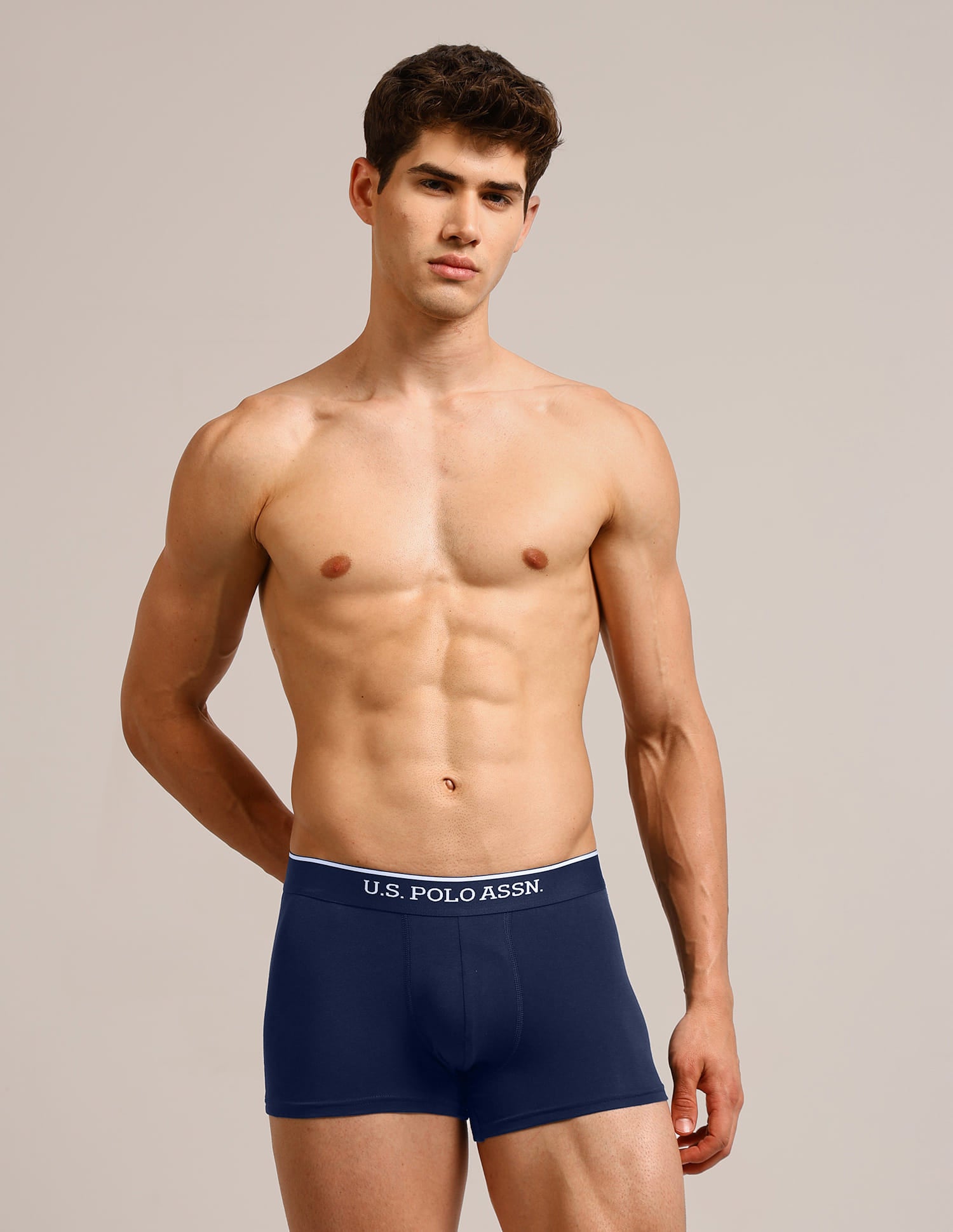 Solid Elastic Waistband ET004-P5 Trunks - Pack Of 5 Multi-colour - U.S. Polo Assn. India | Large