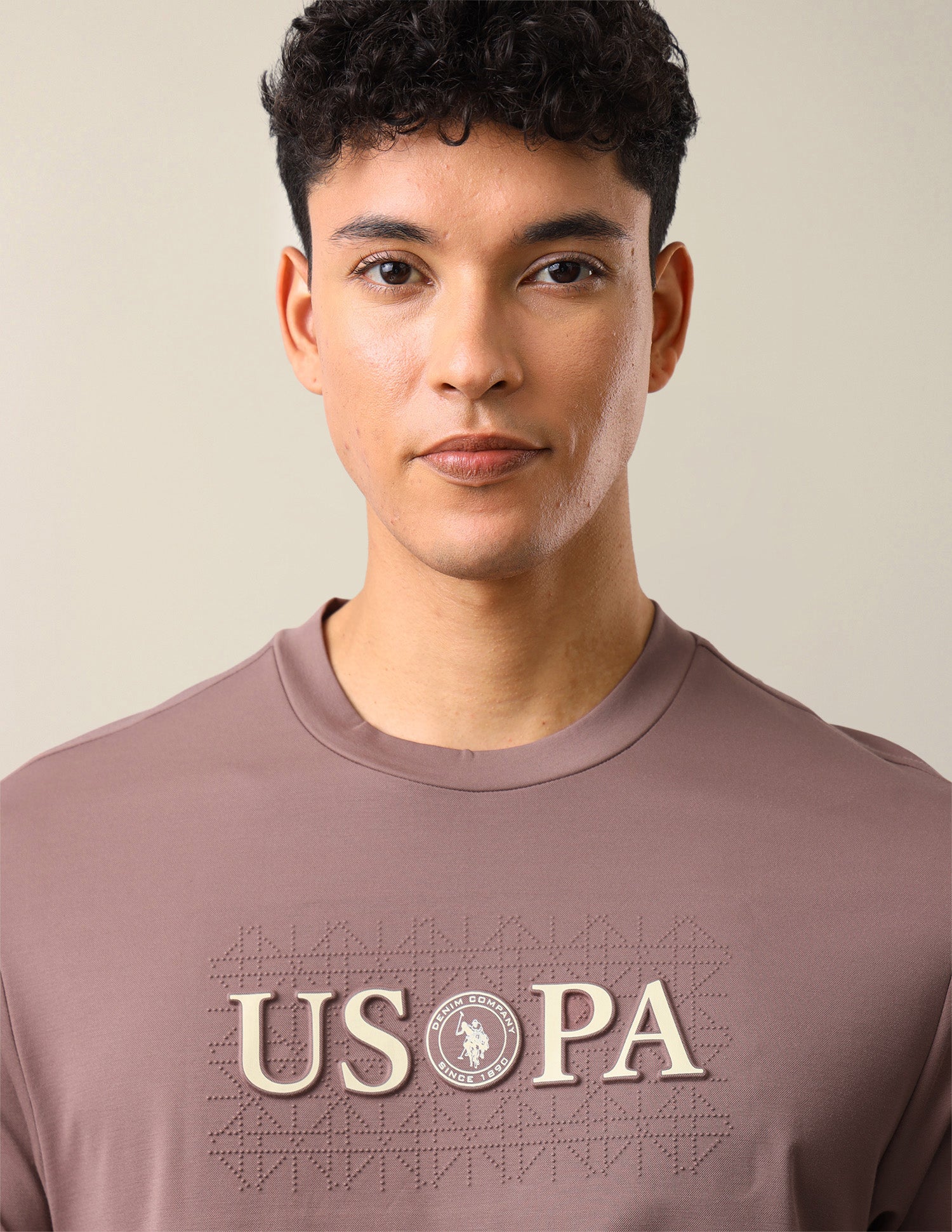 Brand Embossed Slim Fit T-Shirt Peach - U.S. Polo Assn. India | Large