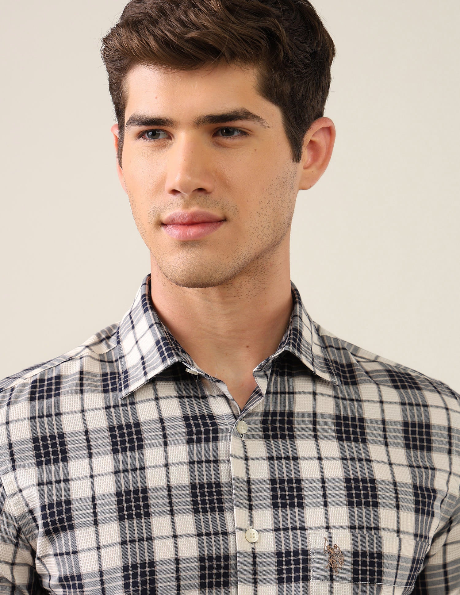 Twill Plaid Checked Shirt Blue - U.S. Polo Assn. India | Large