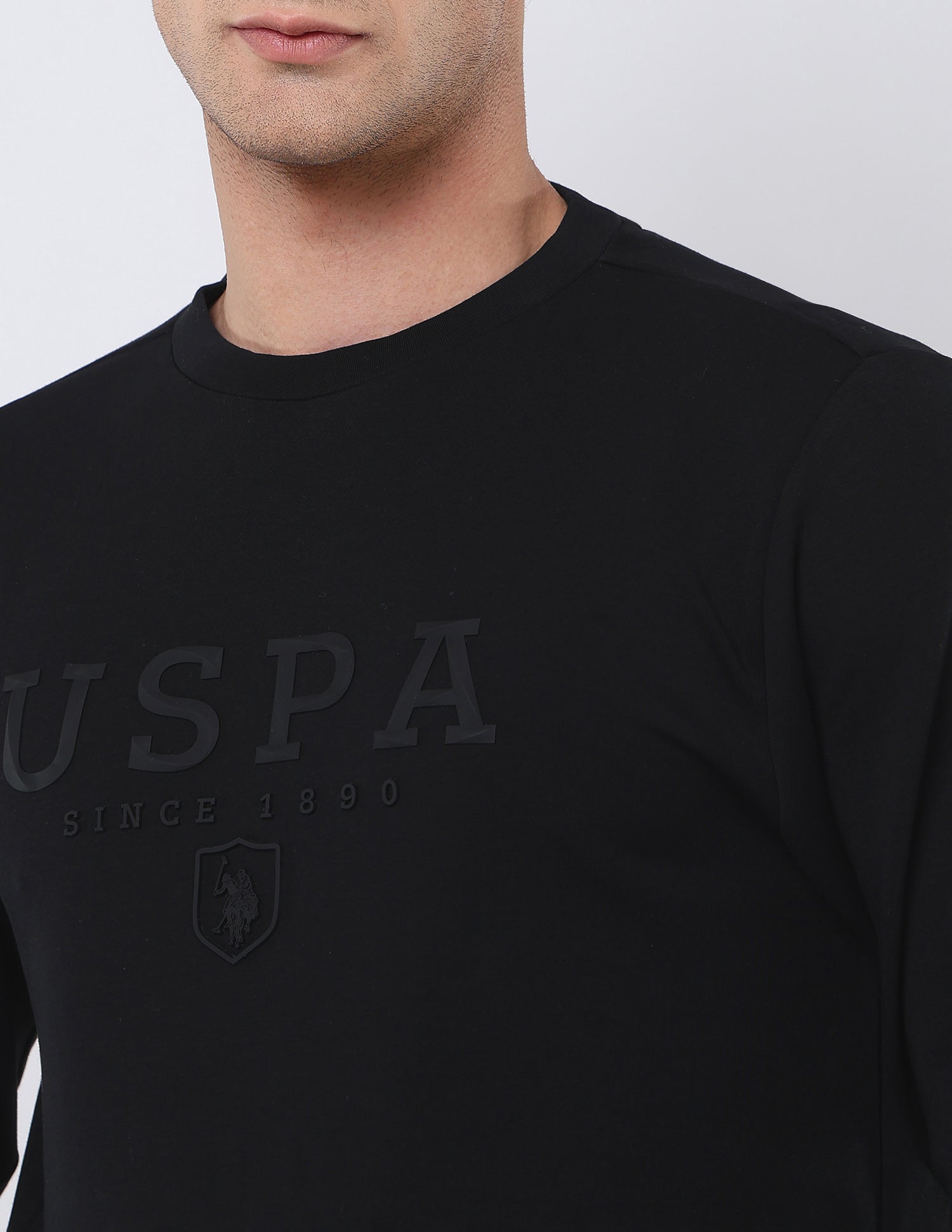 Brand Embossed Regular Fit Sweatshirt Black - U.S. POLO ASSN. | Large
