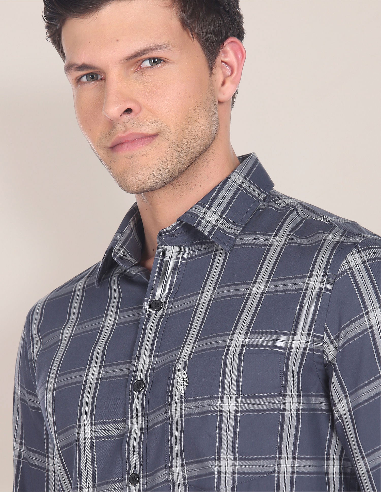 Tartan Check Twill Casual Shirt Dark Grey - U.S. Polo Assn. India | Large