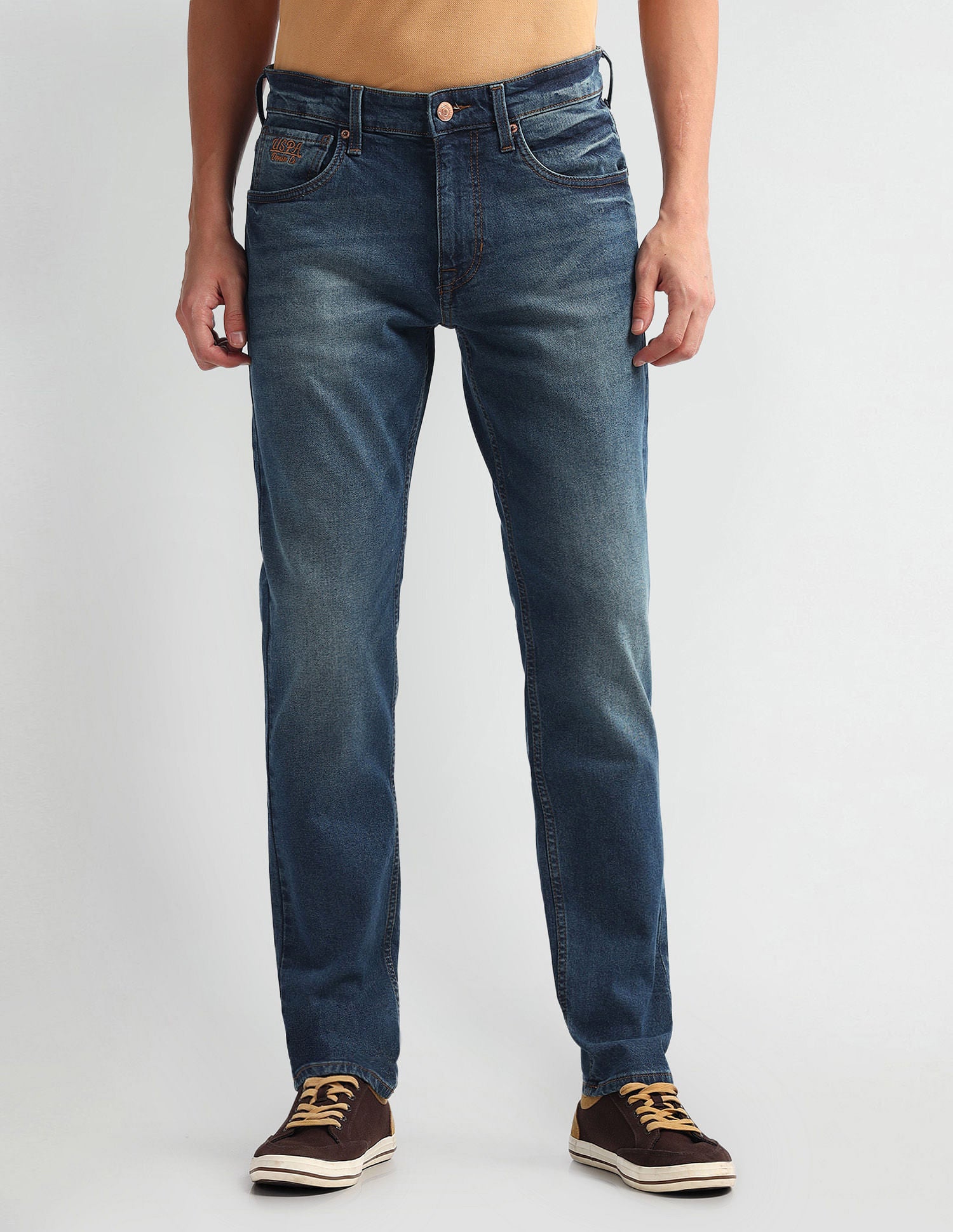 Brandon Slim Tapered Fit Blue Jeans Dark Blue - U.S. Polo Assn. India | Large