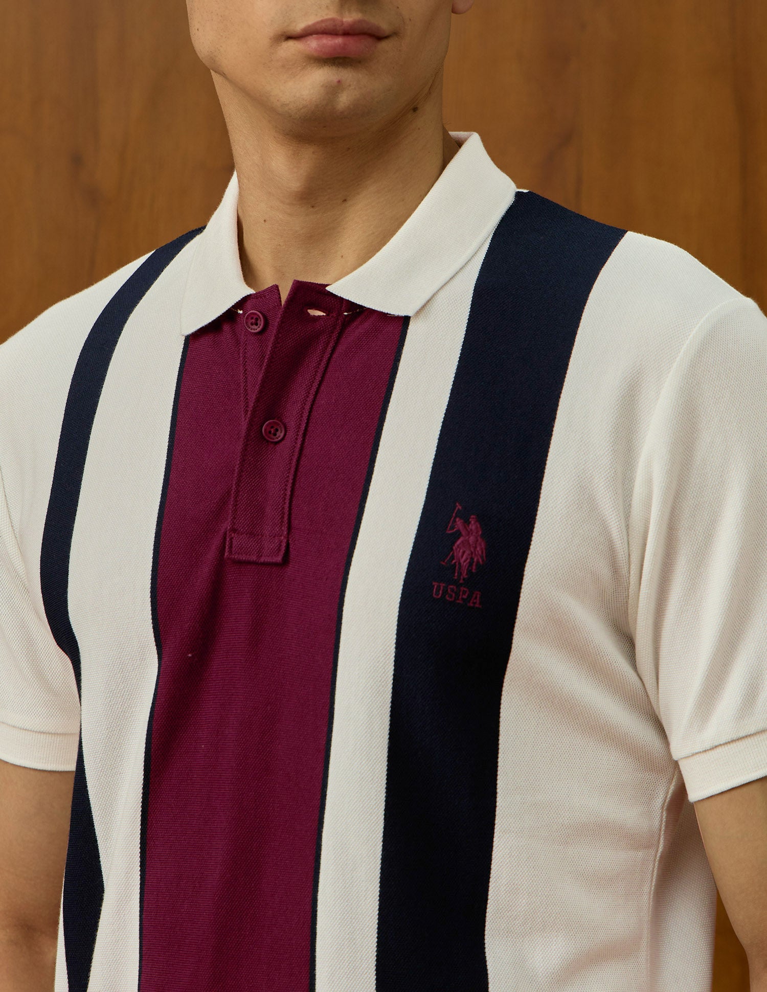 Colorblocked Varsity Theatre Polo Shirt Off White - U.S. POLO ASSN. | Large