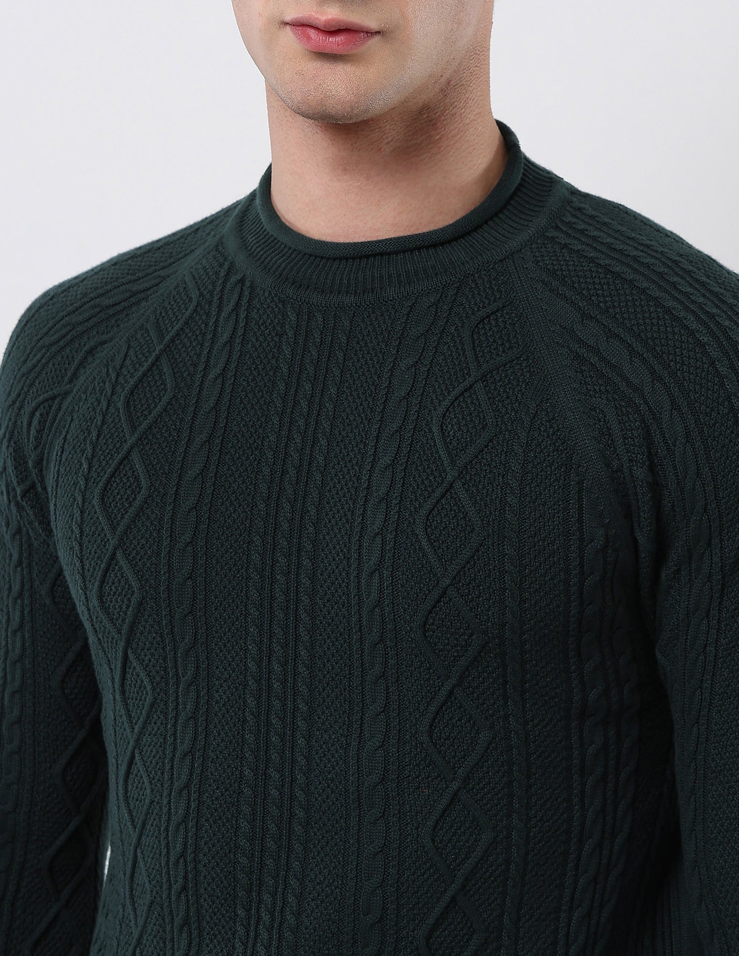 Cable Patterned Knit Regular Fit Sweater Olive - U.S. POLO ASSN. | Large