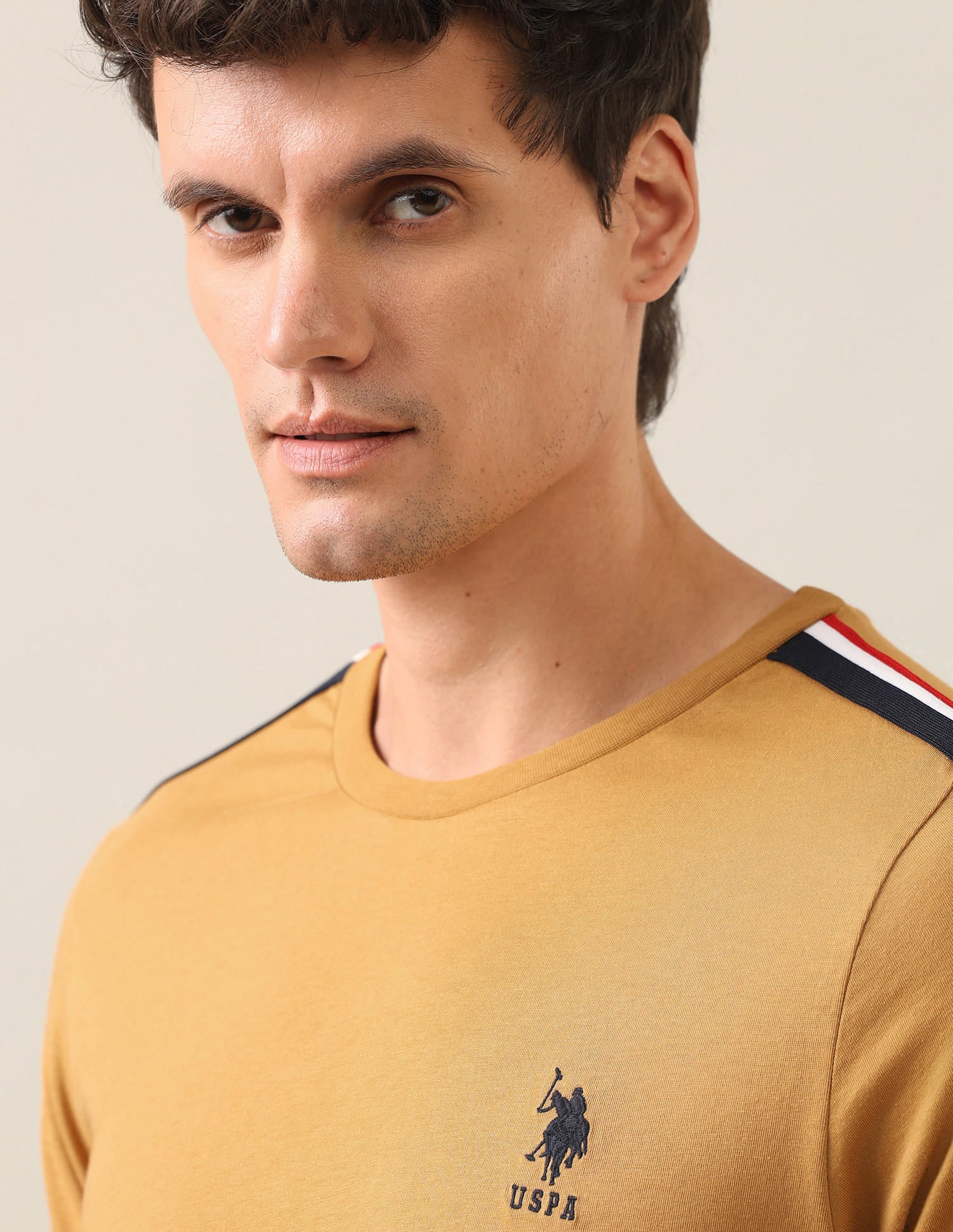Solid Regular Fit T-Shirt Mustard - U.S. Polo Assn. India | Large