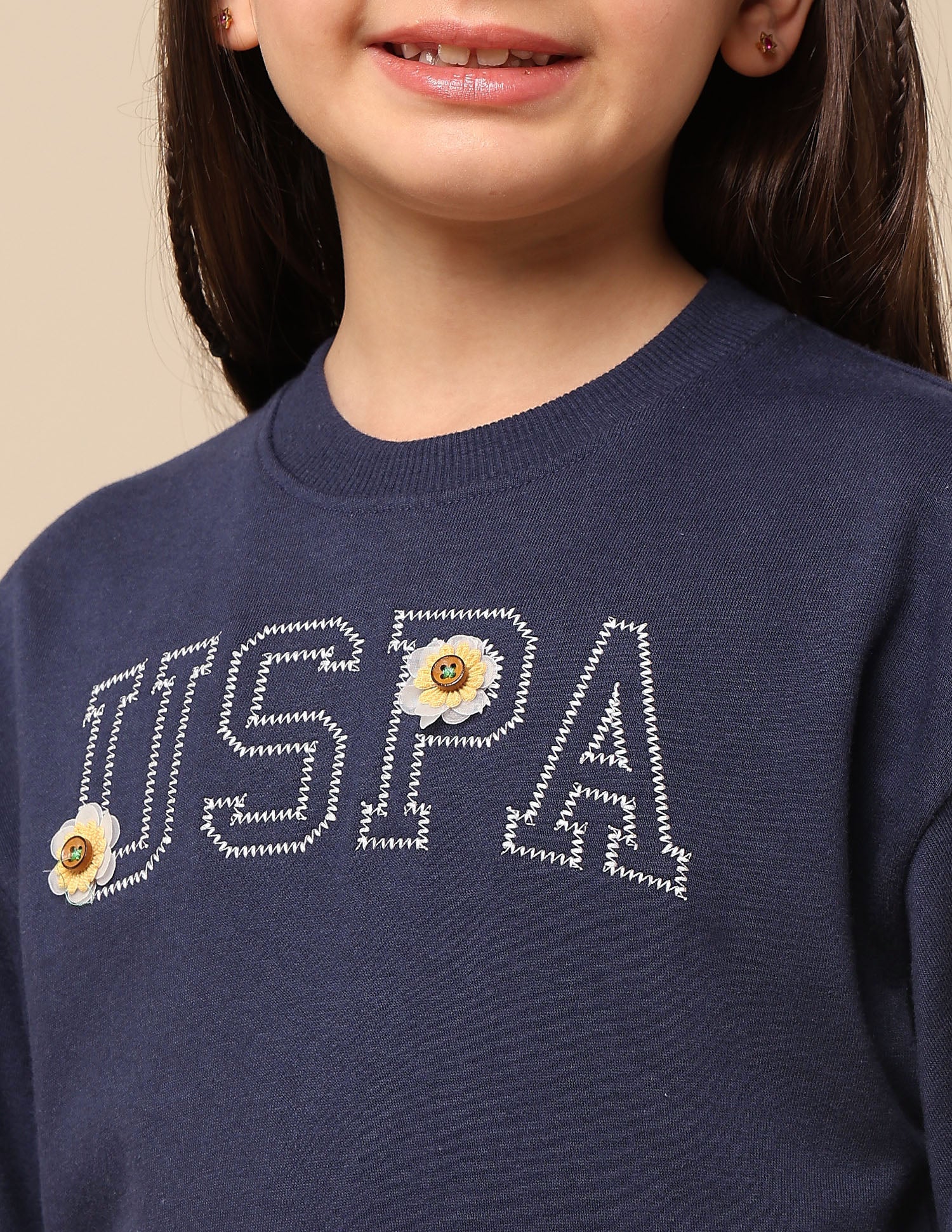 Girls Brand Embroidered Regular Fit Sweatshirt Navy - U.S. POLO ASSN. | Large