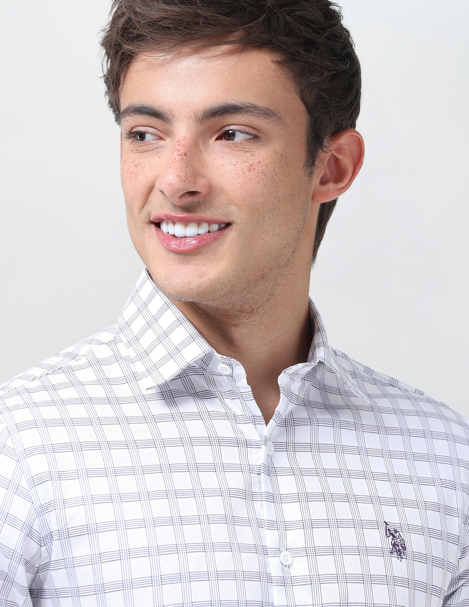 Grid Tattersall Checked Twill Shirt White - U.S. Polo Assn. India | Large