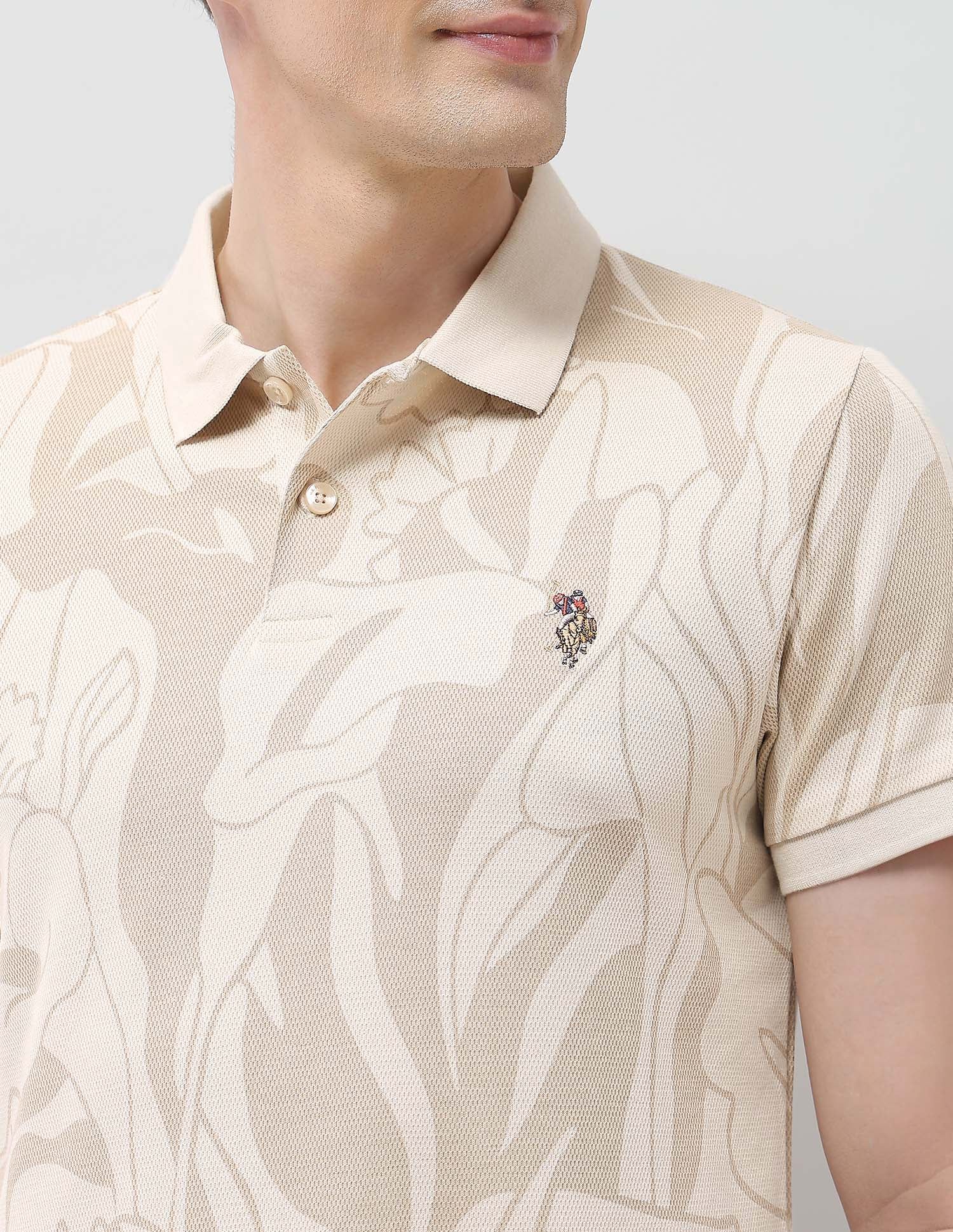 Motel On The Coast Slim Fit Polo Shirt Beige - U.S. Polo Assn. India | Large