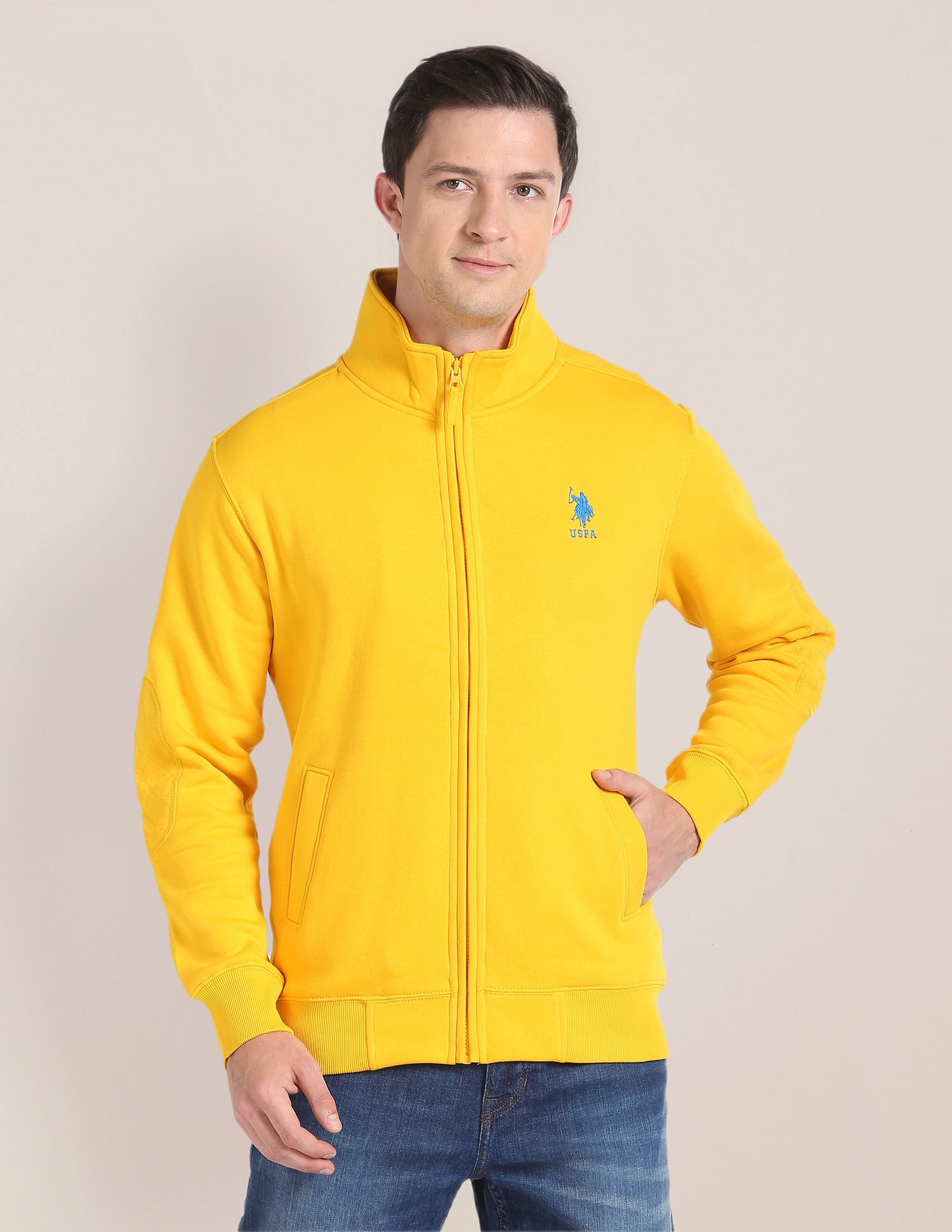 High Neck Solid Sweatshirt Yellow - U.S. Polo Assn. India | Large