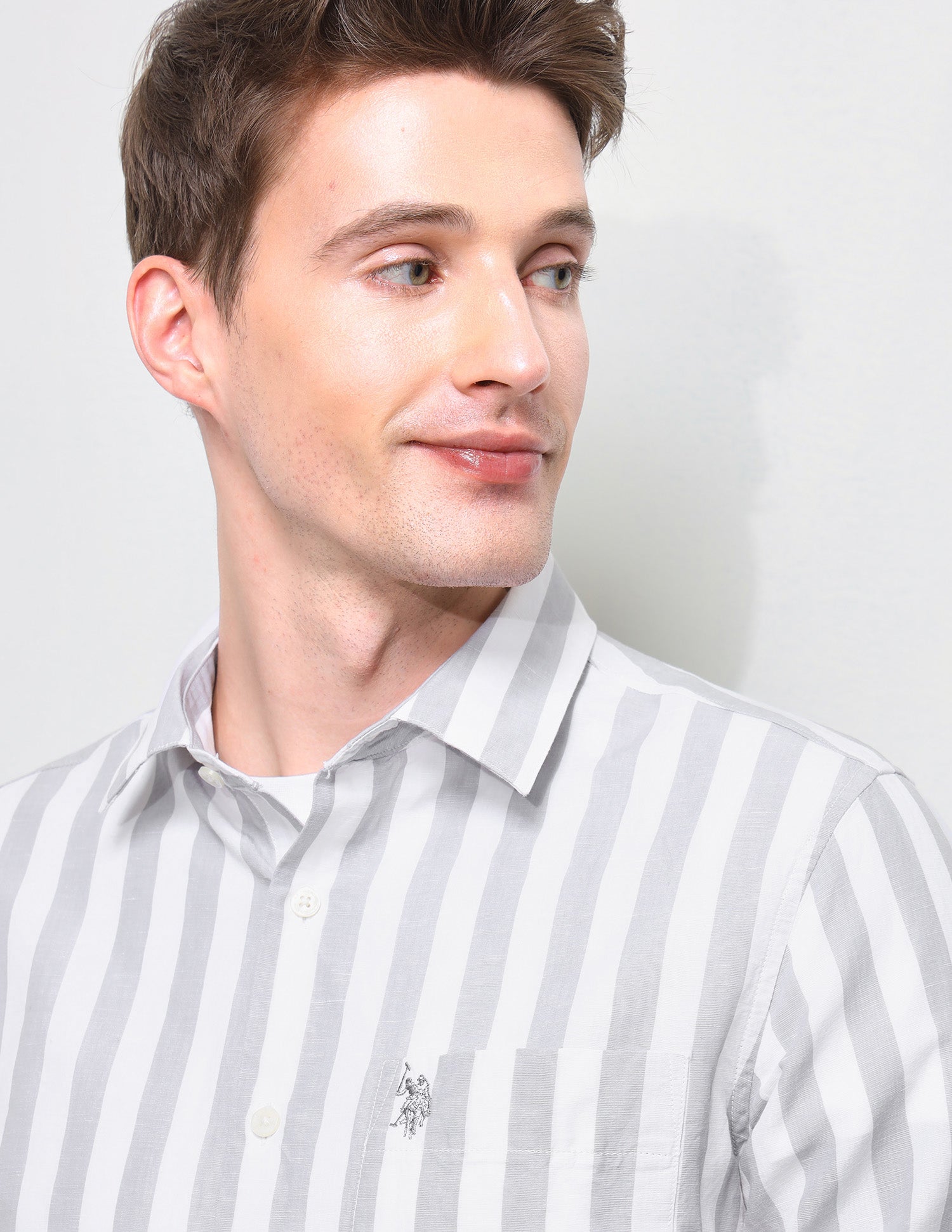Vertical Striped Regular Fit Shirt Grey - U.S. Polo Assn. India | Large