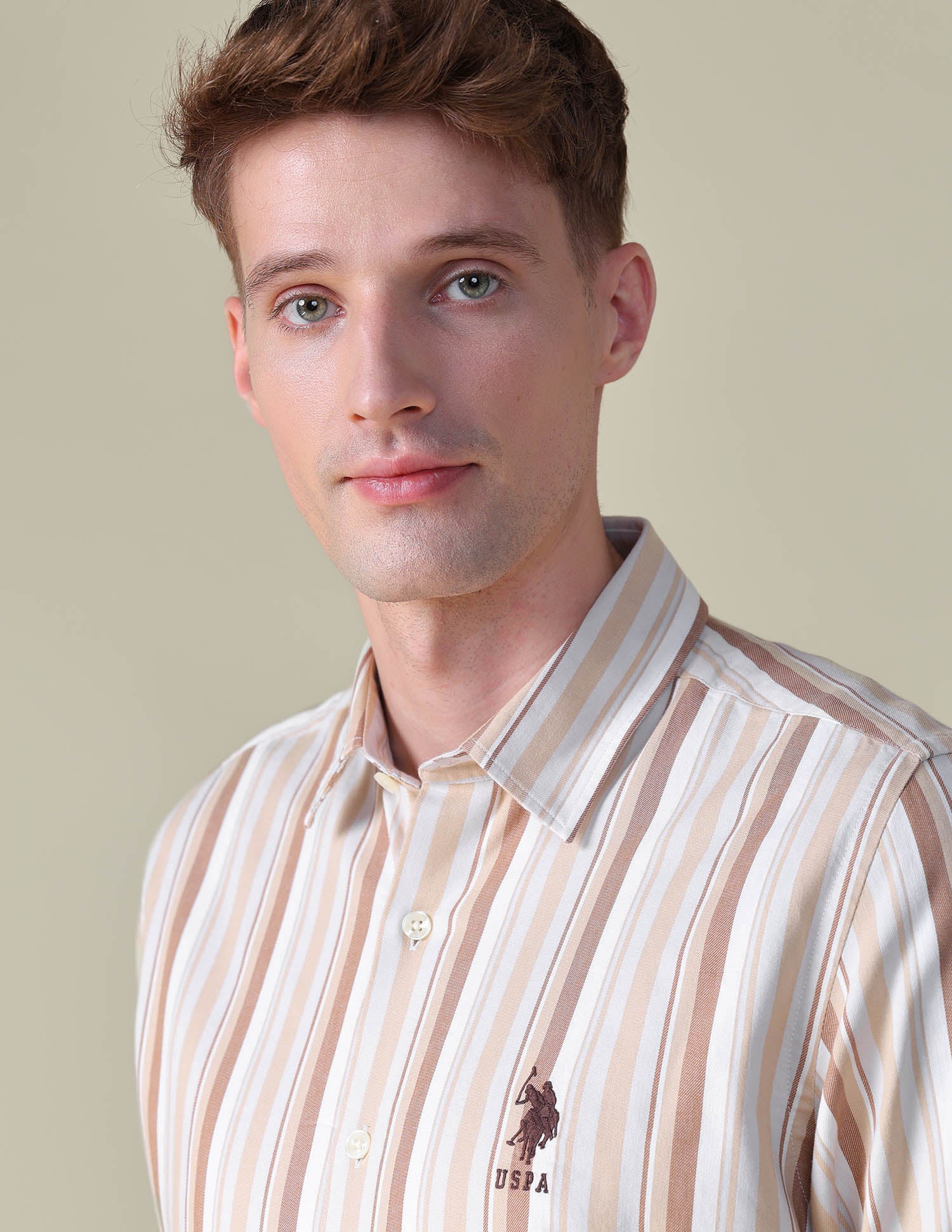 Vertical Striped Regular Fit Shirt Brown - U.S. POLO ASSN. | Large