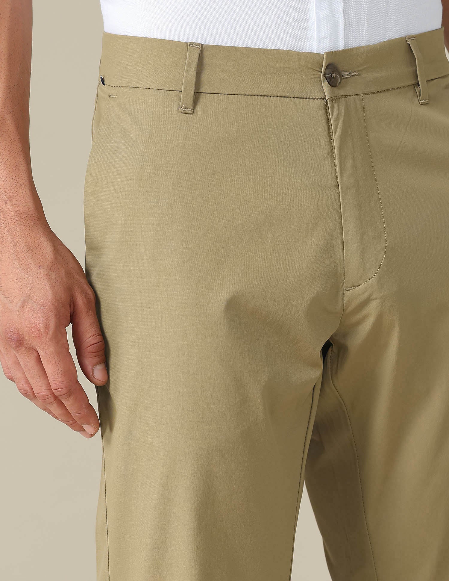 Austin Slim Fit Mid Rise Trousers Khaki - U.S. POLO ASSN. | Large