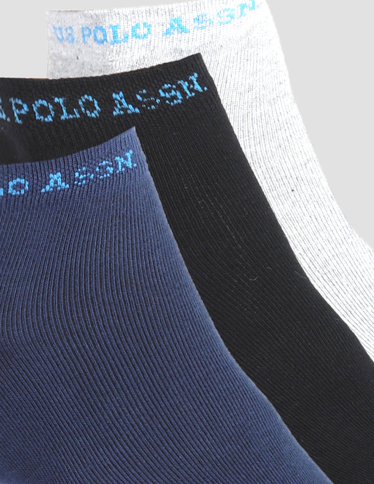 Ankle Length Stretch I646 Socks - Pack Of 3 Navy, Black and Grey - U.S. POLO ASSN. | Large