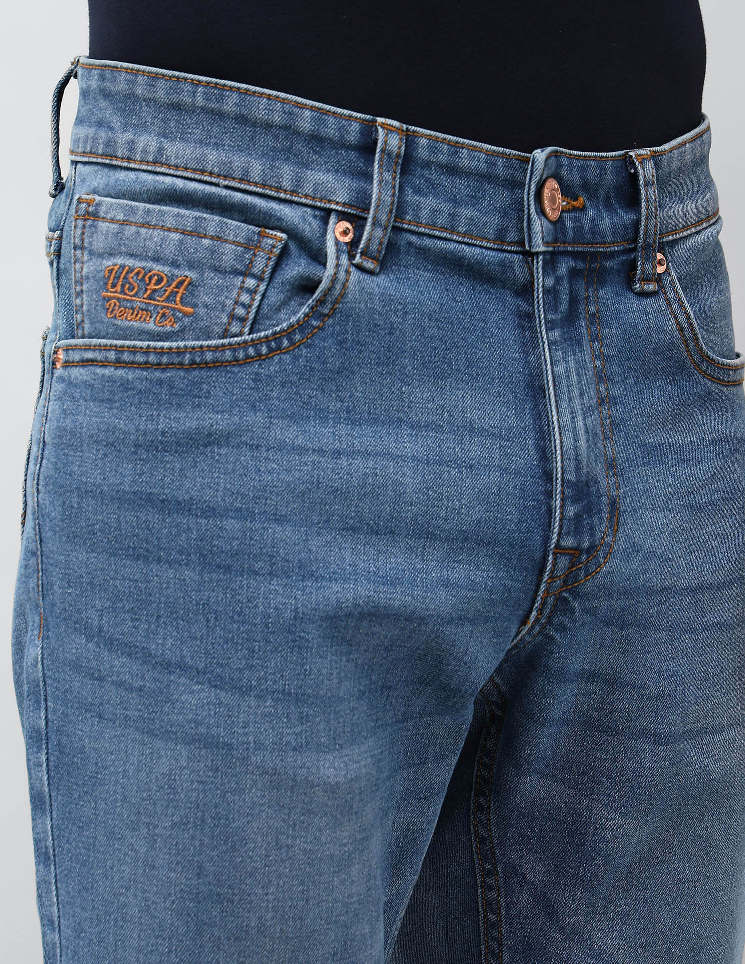 Brandon Slim Tapered Fit Blue Jeans Medium Indigo - U.S. POLO ASSN. | Large