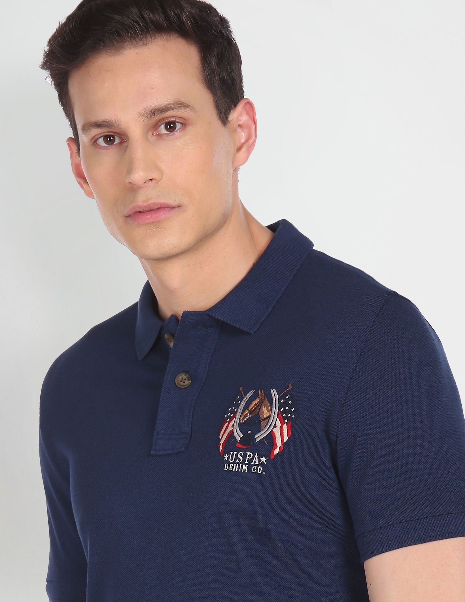 Cotton Solid Polo Shirt Dark Blue - U.S. POLO ASSN. | Large