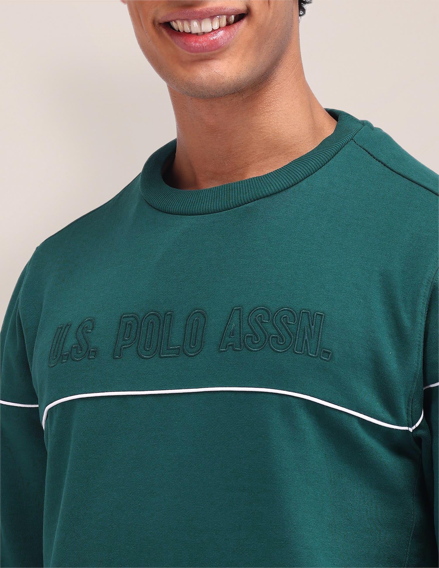 Brand Printed Regular Fit Sweatshirt Dark Green - U.S. Polo Assn. India | Large
