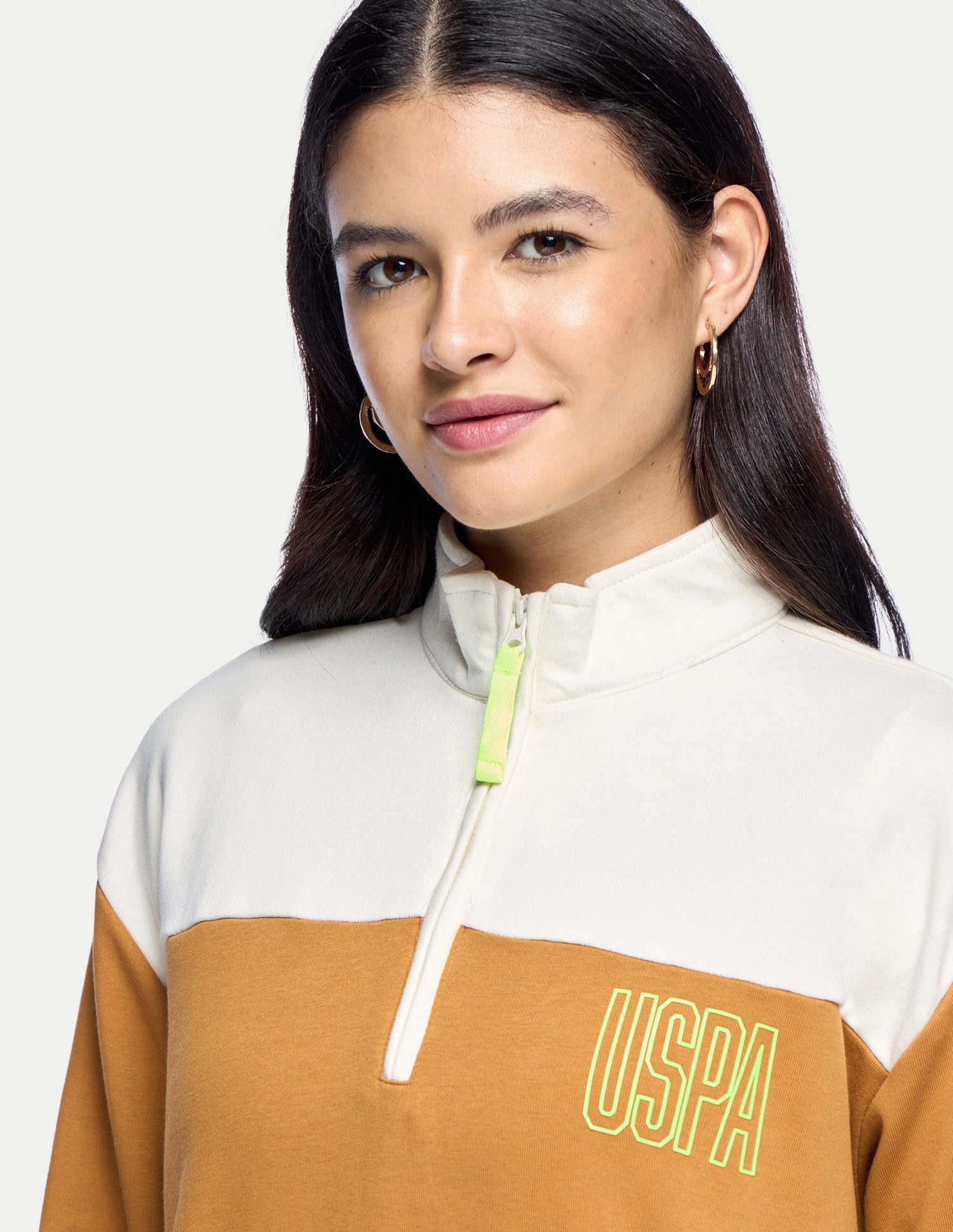 Colourblocked Regular Fit Sweatshirt Light Brown - U.S. Polo Assn. India | Large