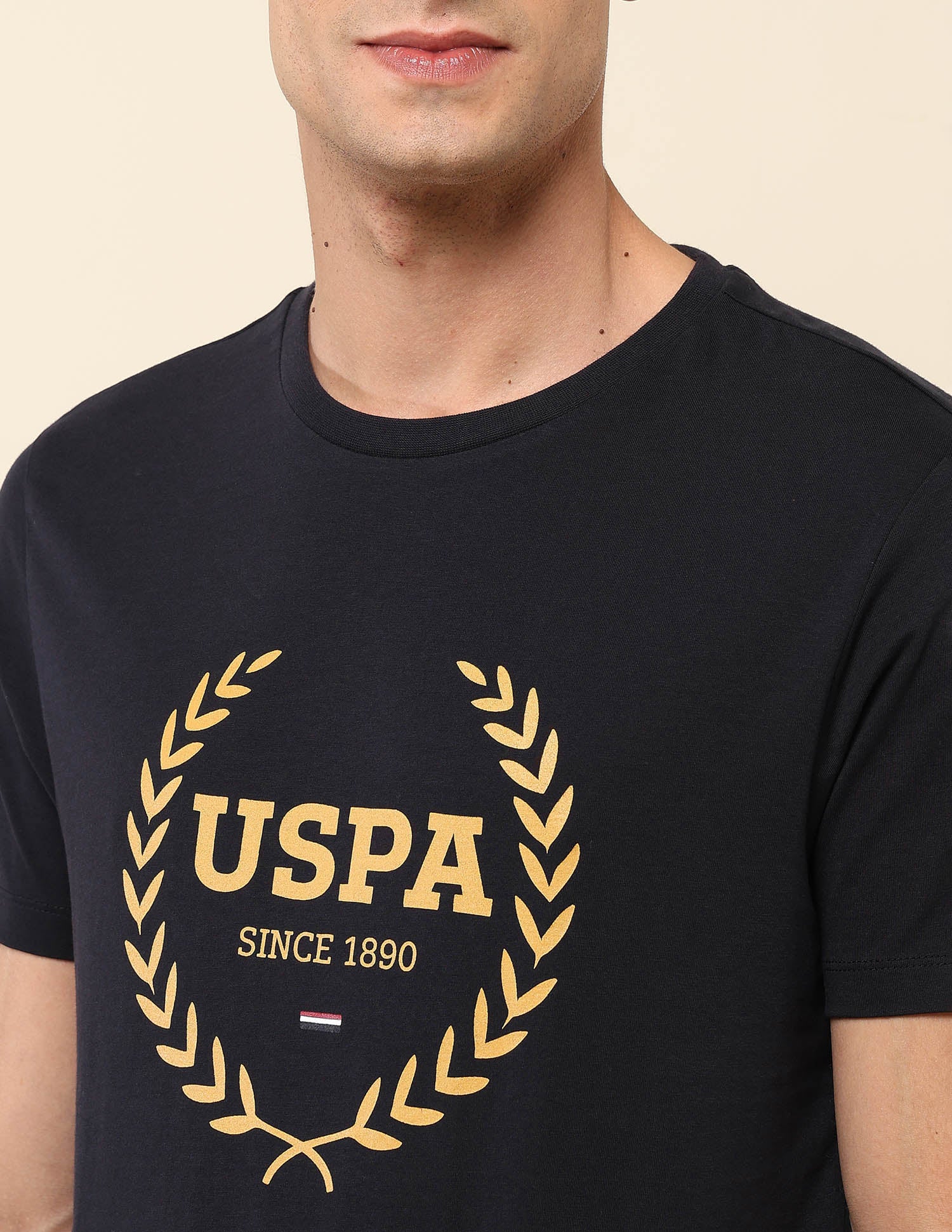 Brand Printed Pure Cotton T-Shirt Navy - U.S. POLO ASSN. | Large