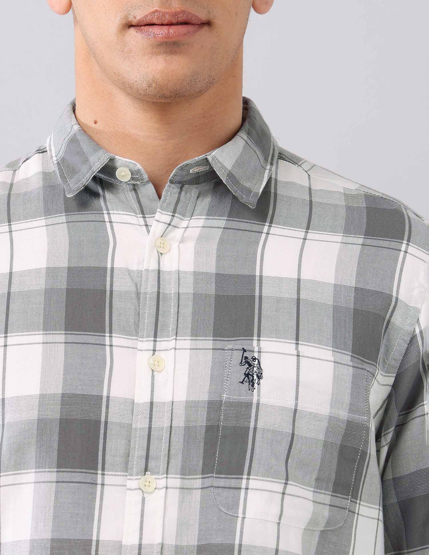 Pure Cotton Regular Fit Shirt Grey - U.S. Polo Assn. India | Large