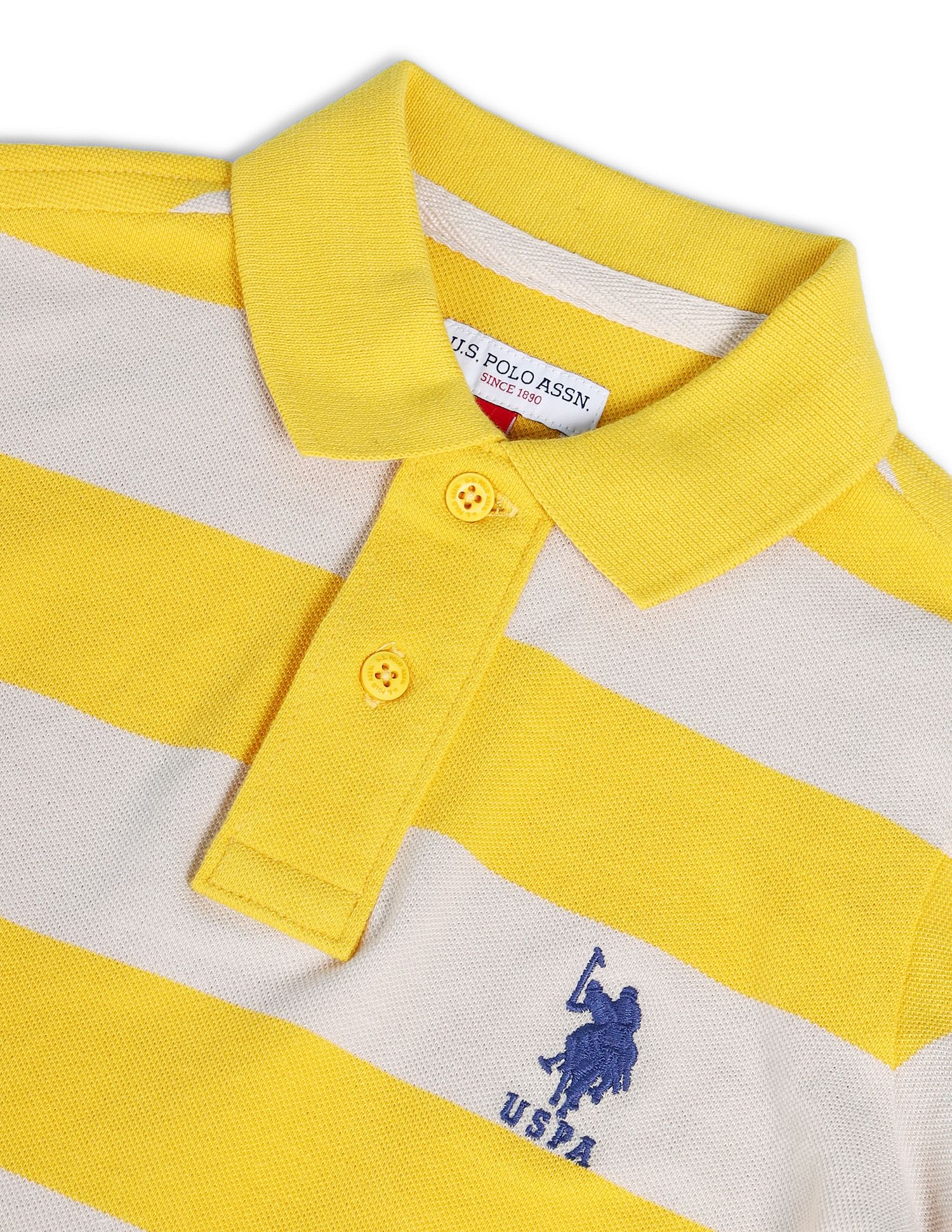 Boys Horizontal Stripes Polo Shirt Mustard - U.S. POLO ASSN. | Large