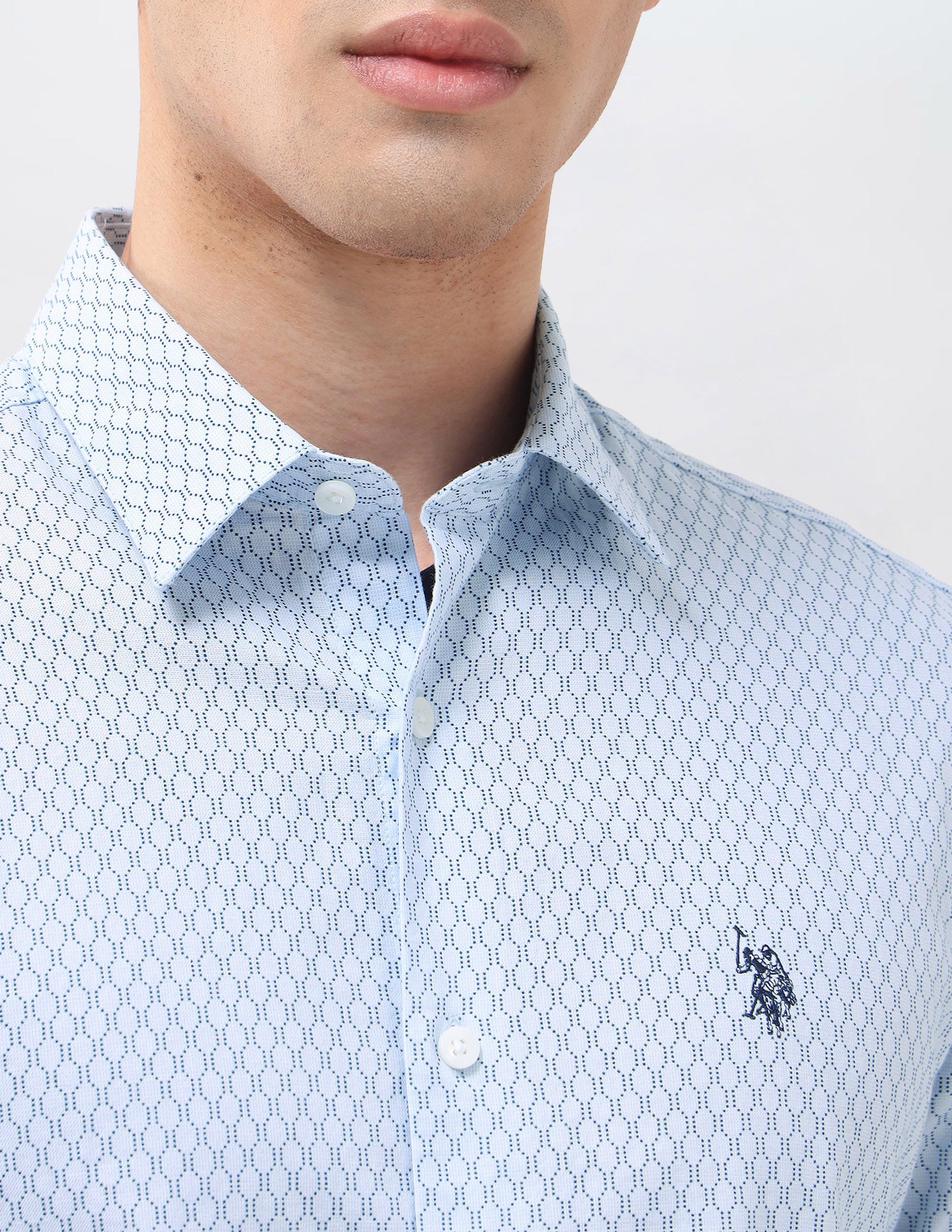 Geometric Printed Oxford Shirt Blue - U.S. Polo Assn. India | Large