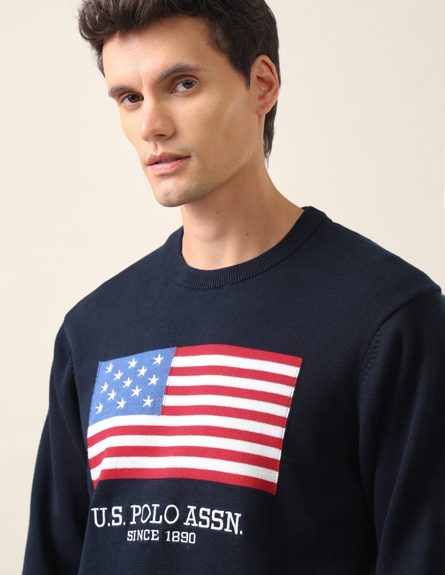 Graphic Printed Regular Fit Sweater Navy - U.S. Polo Assn. India | Large