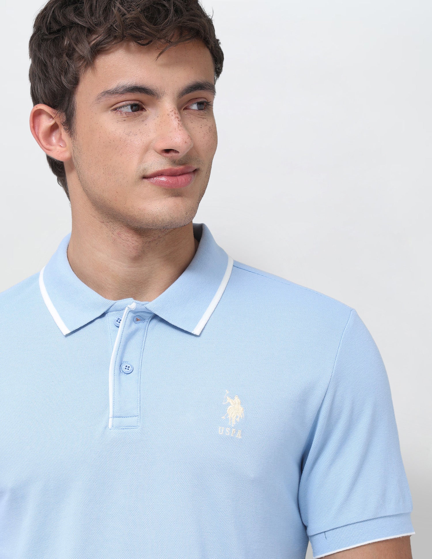 Solid Regular Fit Polo Shirt Light Blue - U.S. Polo Assn. India | Large