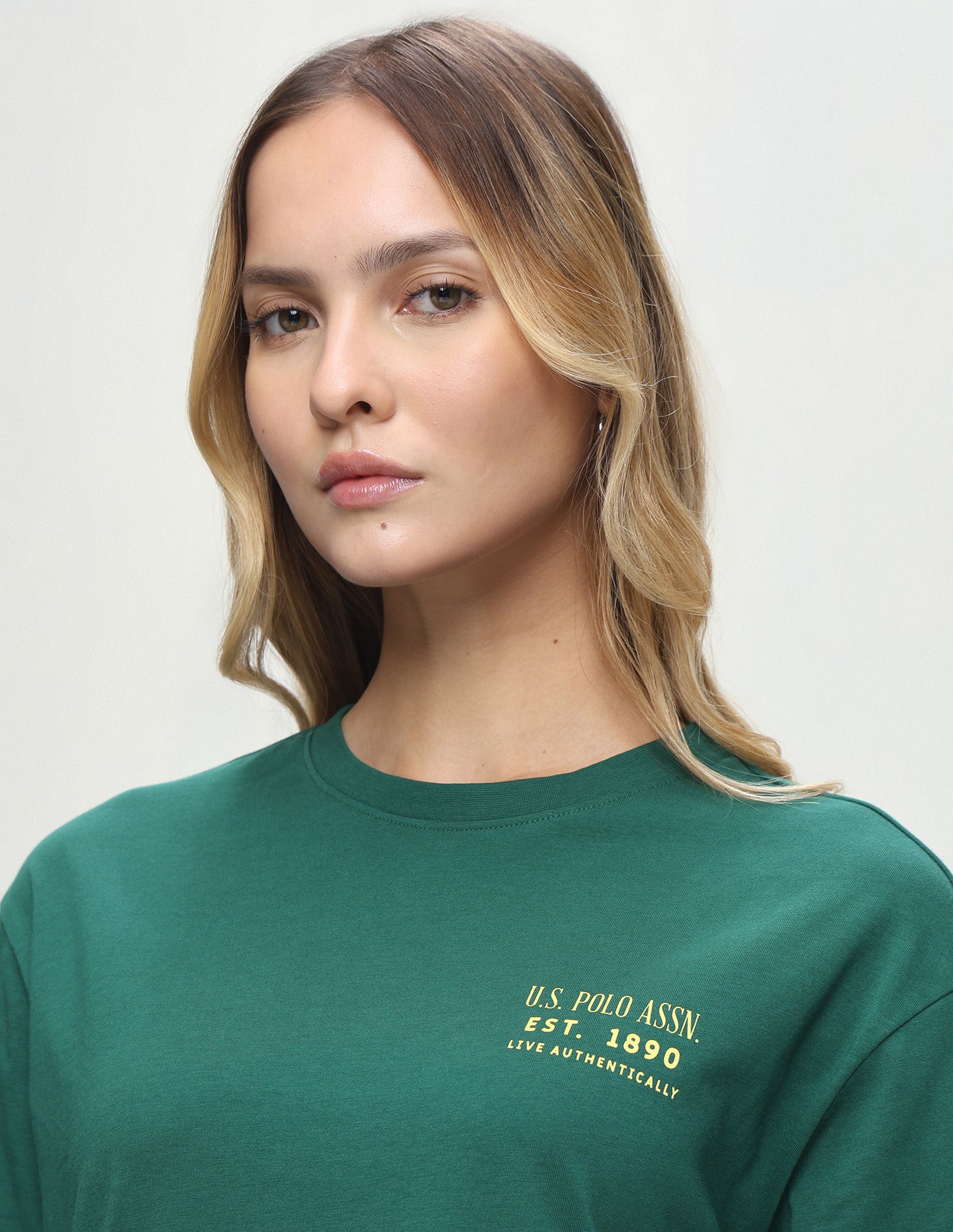 Brand Printed Boyfriend Fit T-Shirt Dark Green - U.S. Polo Assn. India | Large