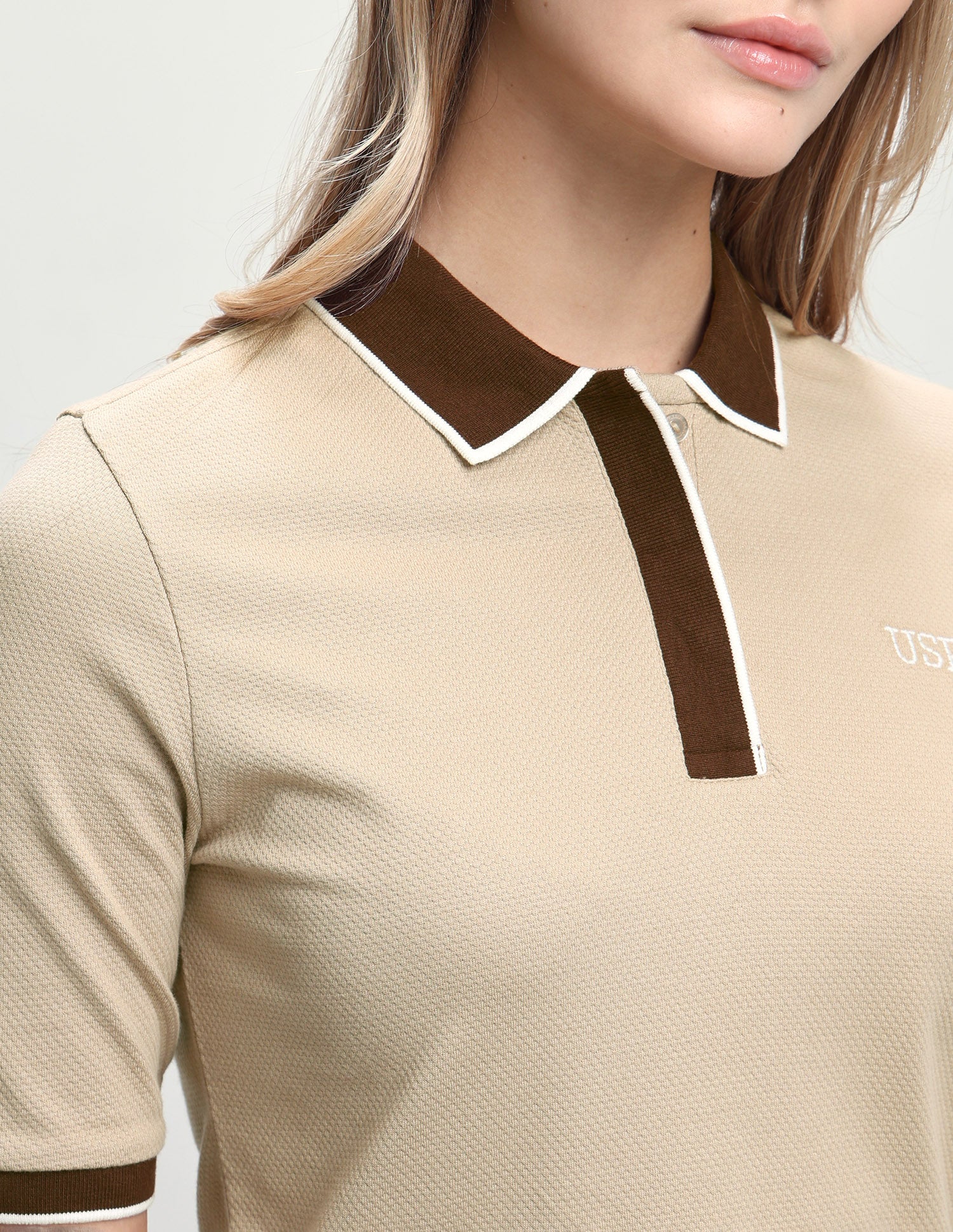 Solid Regular Fit Polo Shirt Beige - U.S. Polo Assn. India | Large