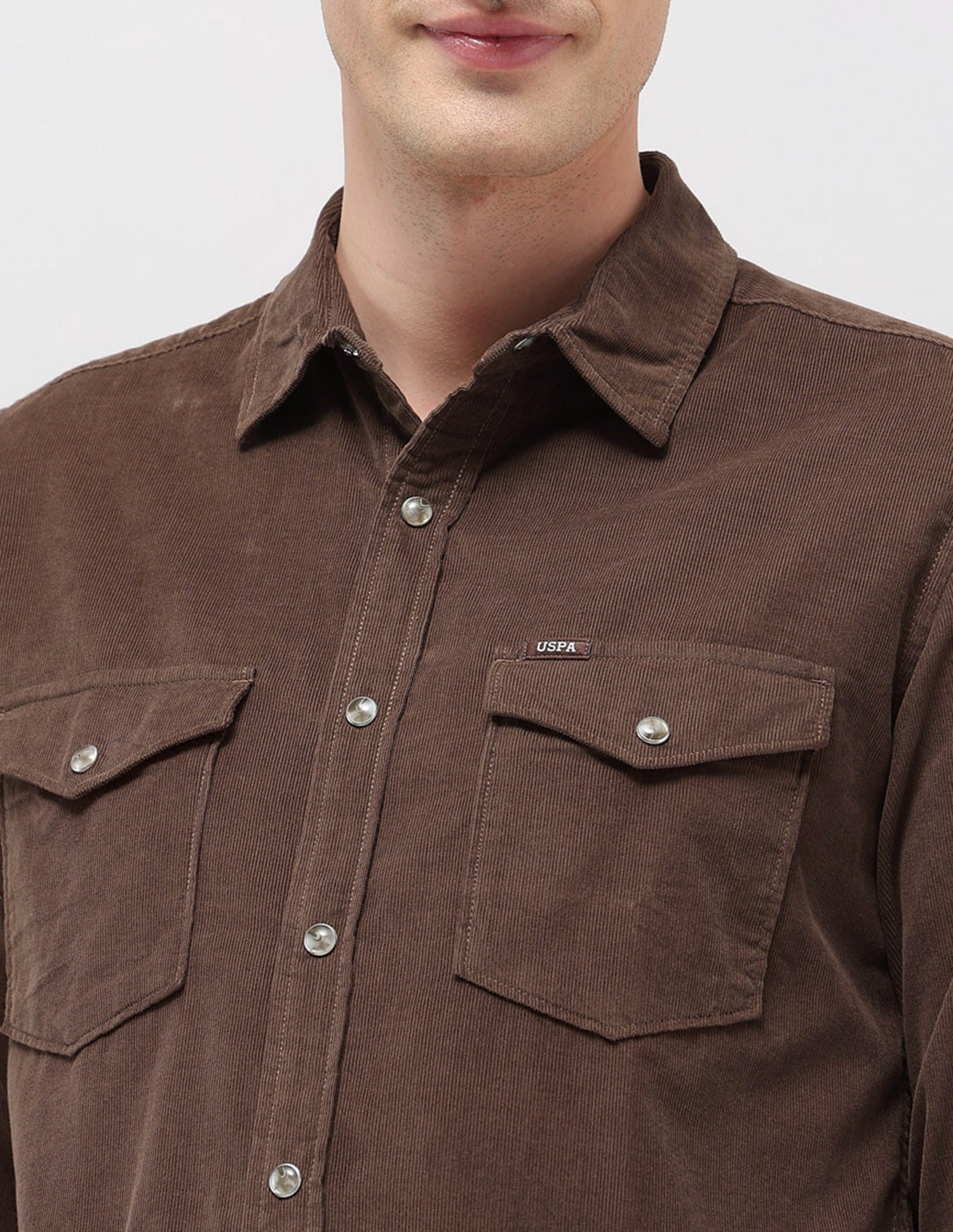 Corduroy Slim Fit Shirt Brown - U.S. POLO ASSN. | Large