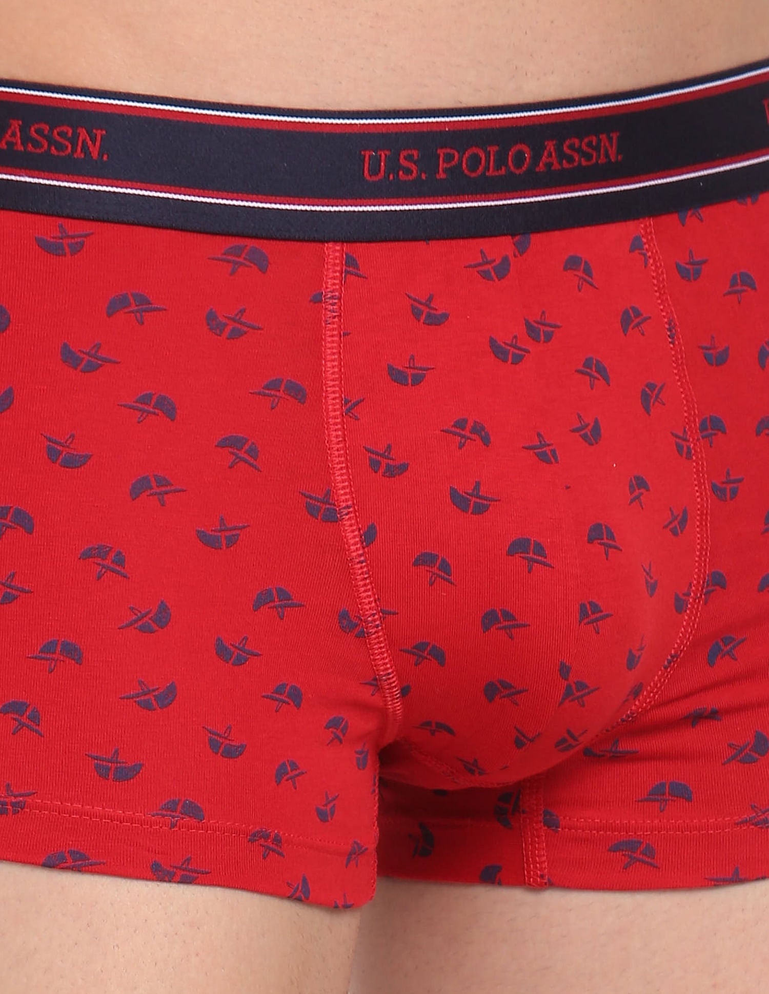 All Over Print Ribbed Jersey I616 Trunks - Pack Of 1 Red Helmet - U.S. Polo Assn. India | Large