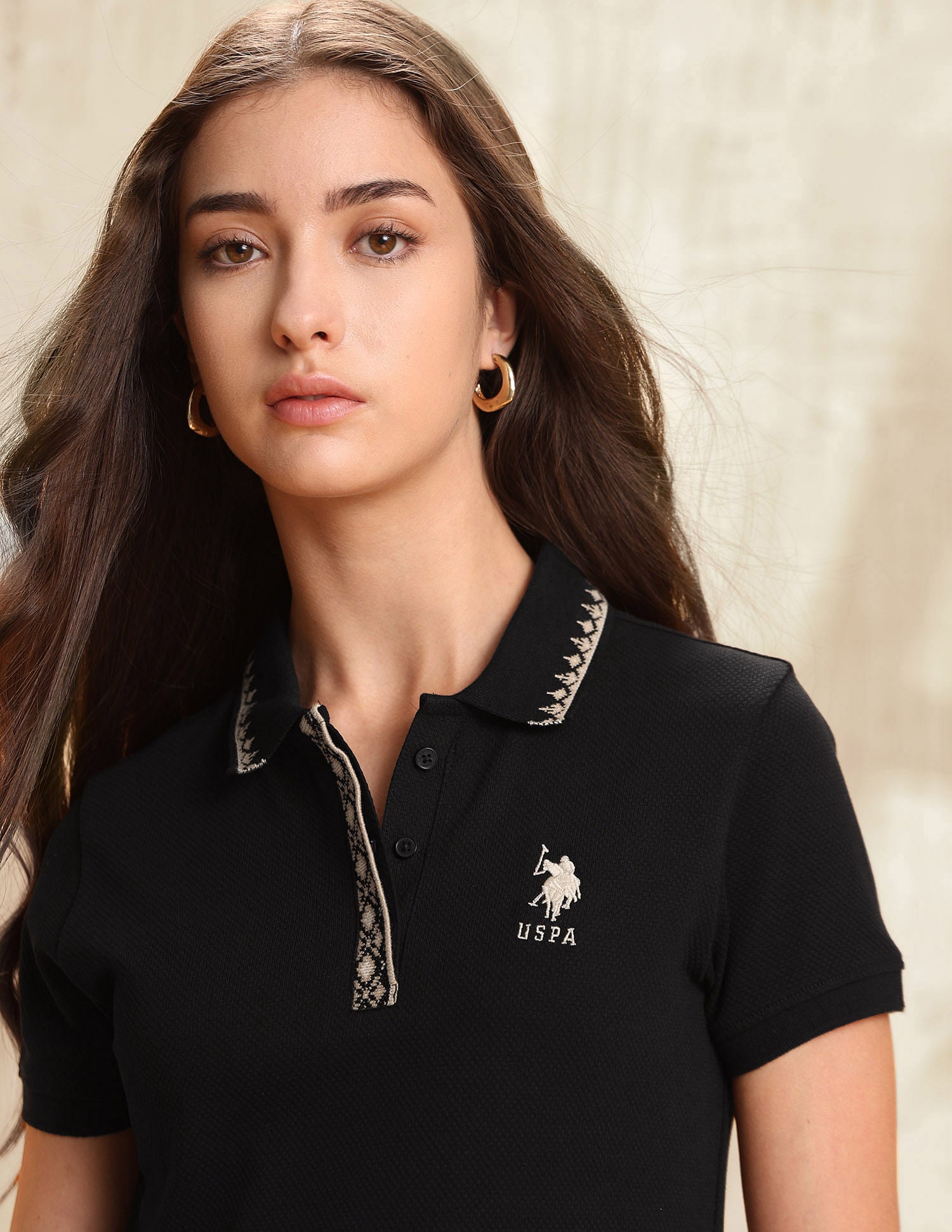 Regular Fit Jacquard Collar Polo Shirt Black - U.S. POLO ASSN. | Large