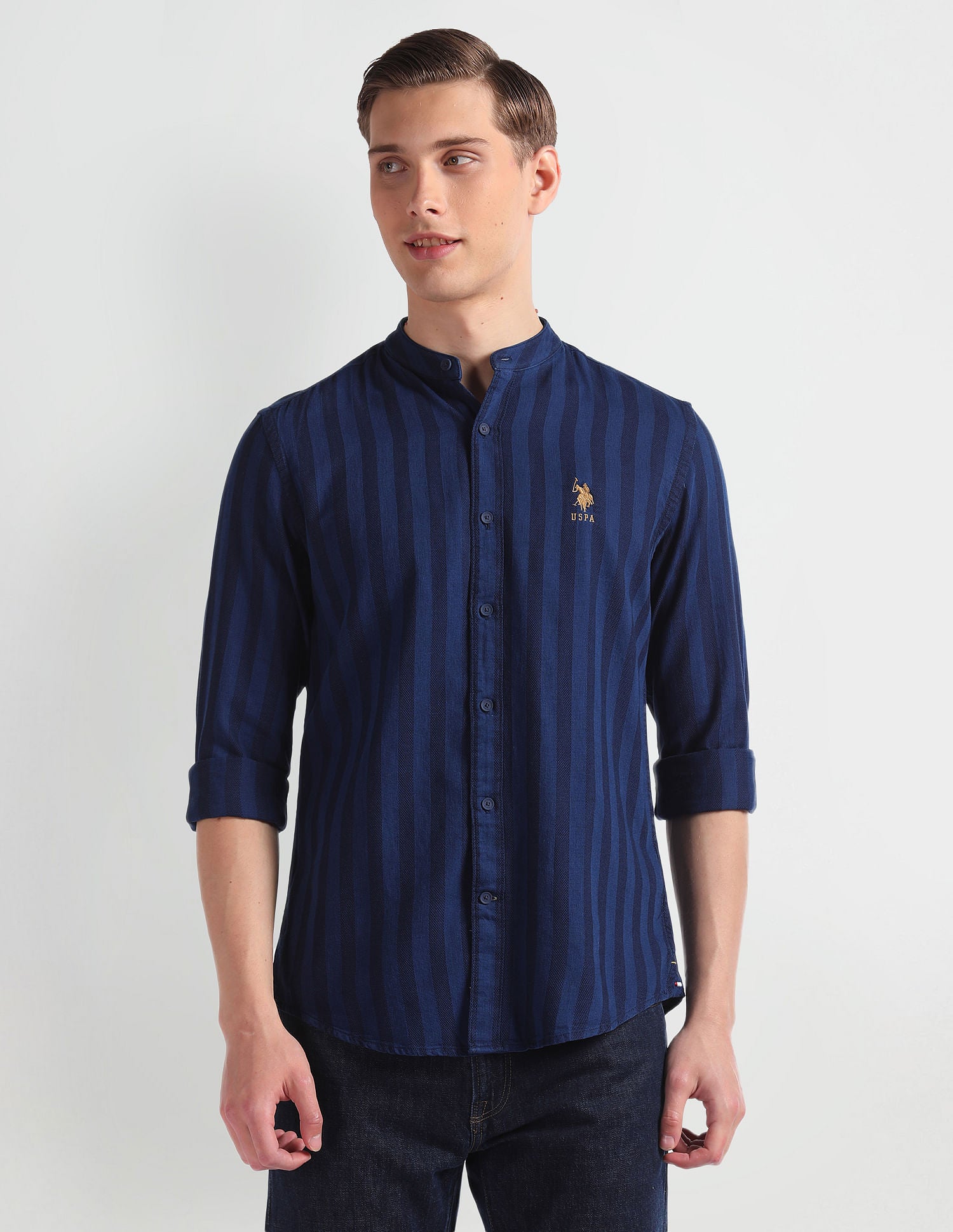 Vertical Stripe Cotton Shirt Blue - U.S. Polo Assn. India | Large