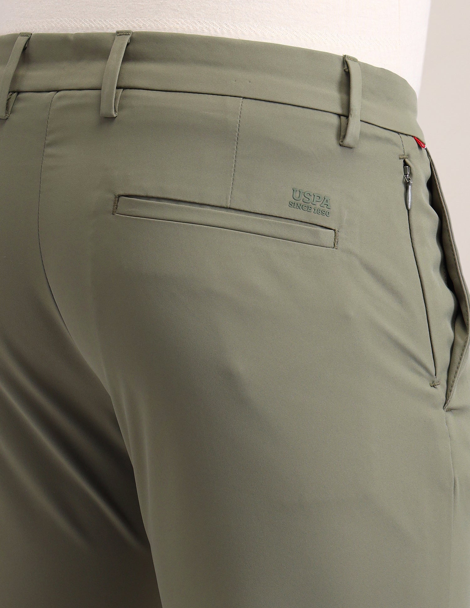 Austin Slim Fit Solid Trousers Light Olive - U.S. Polo Assn. India | Large