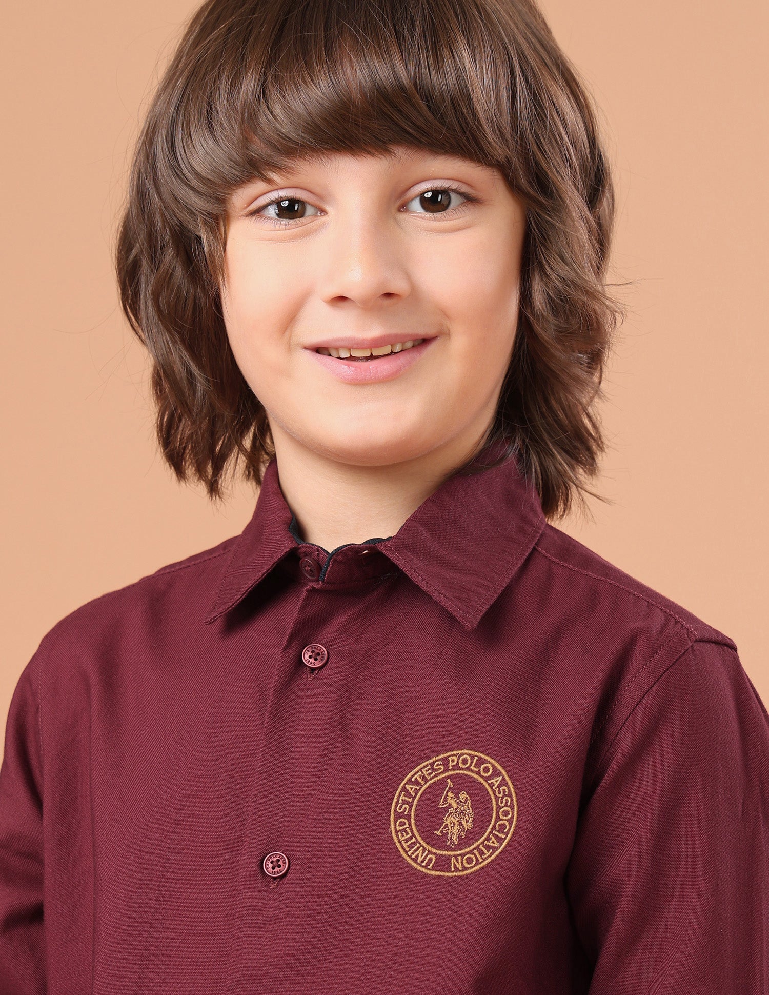 Typographic Brand Printed Twill Shirt Maroon - U.S. Polo Assn. India | Large