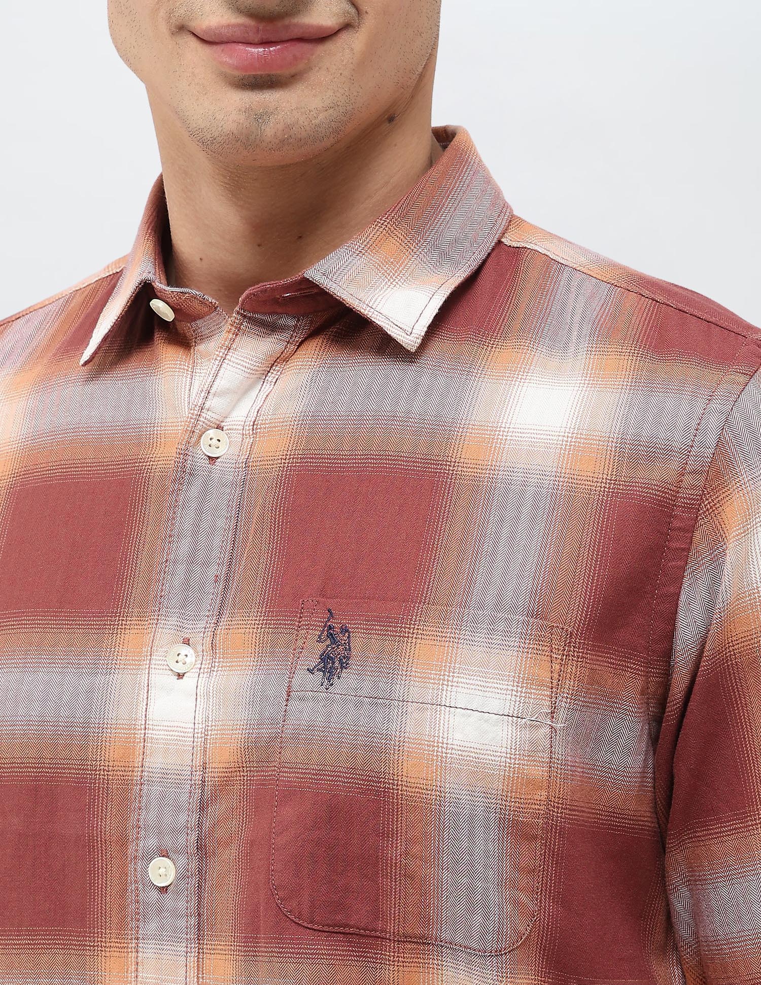 Plaid Checked Regular Fit Shirt Rust - U.S. Polo Assn. India | Large