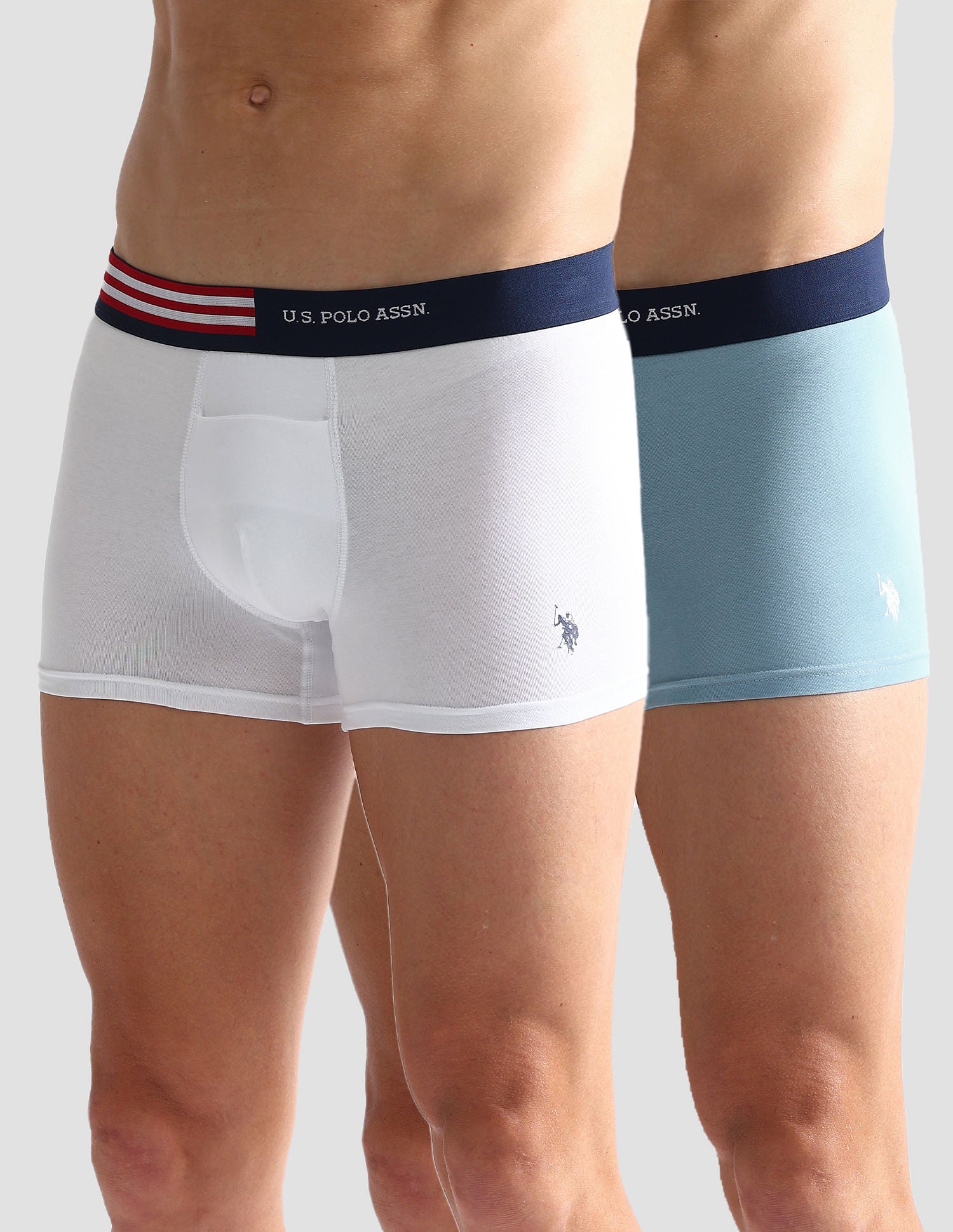 Flag Elastic Antibacterial OET06 Trunks - Pack Of 2 White and Blue - U.S. POLO ASSN. | Large