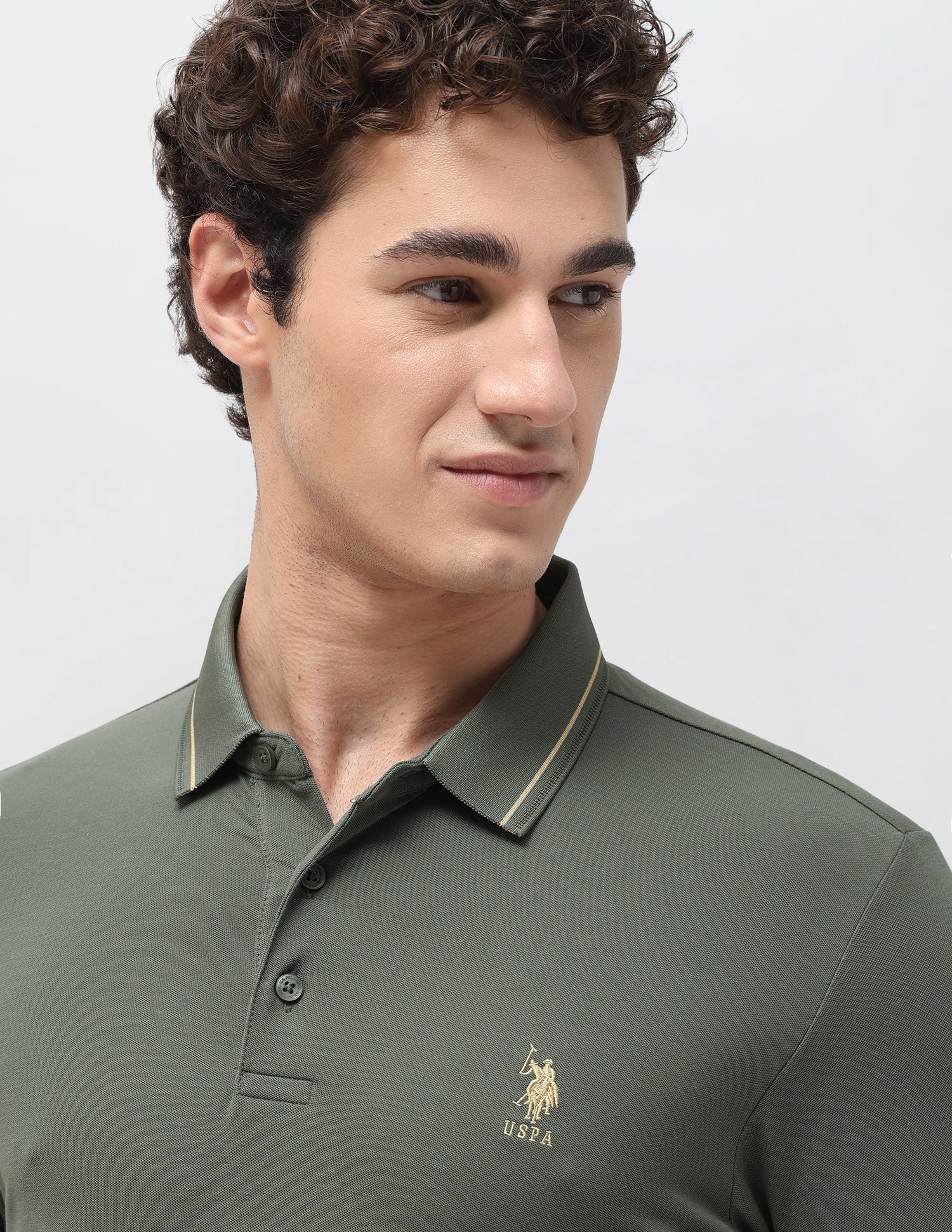 Slim Fit Solid Polo Shirt Green - U.S. Polo Assn. India | Large
