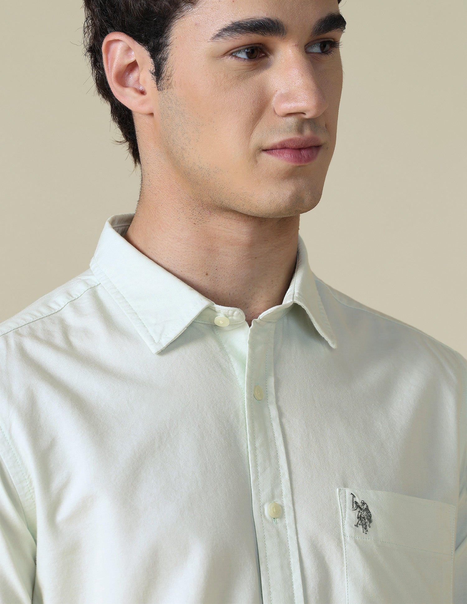 Solid Oxford Shirt Light Green - U.S. Polo Assn. India | Large