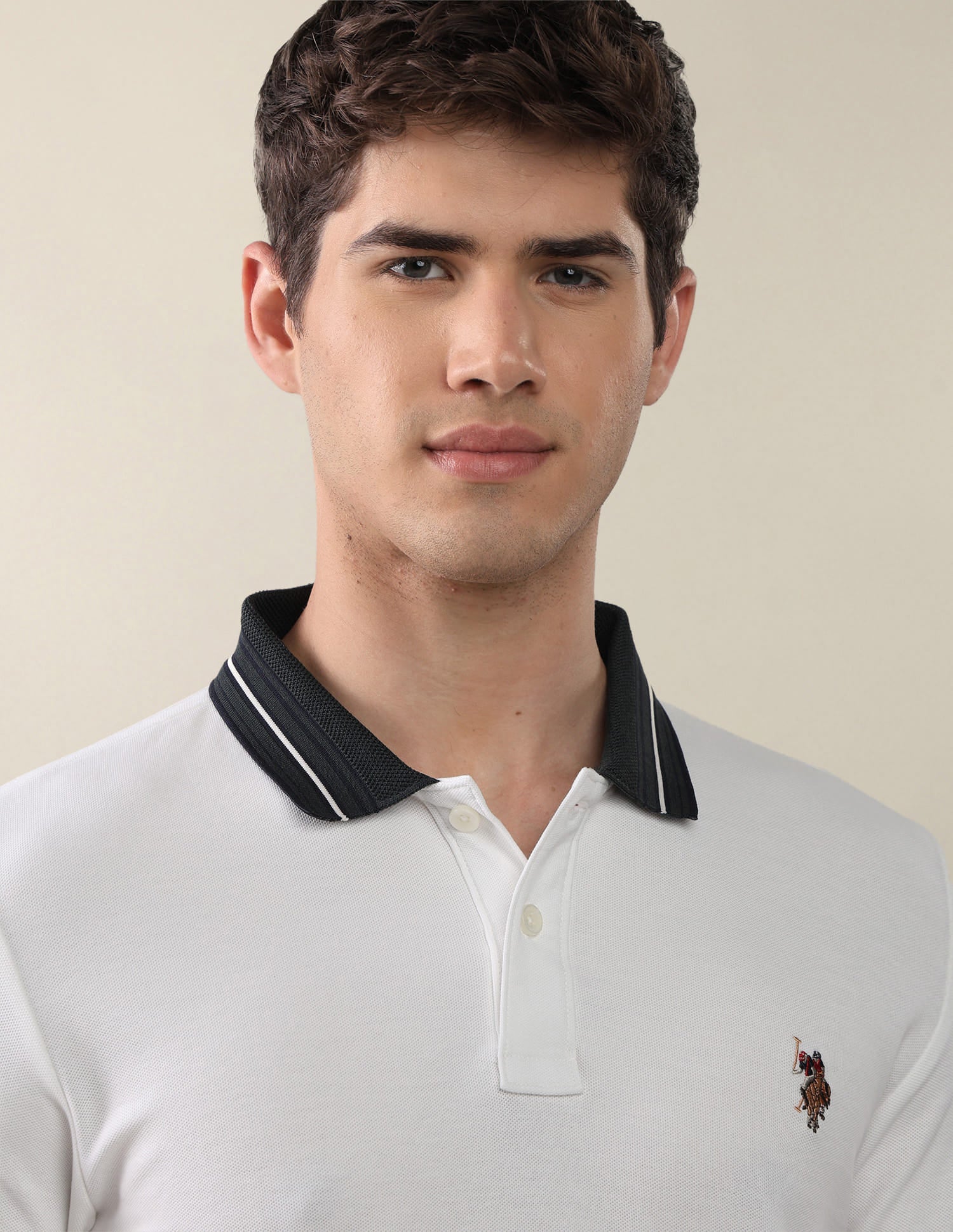 Solid Slim Fit Polo Shirt White - U.S. Polo Assn. India | Large