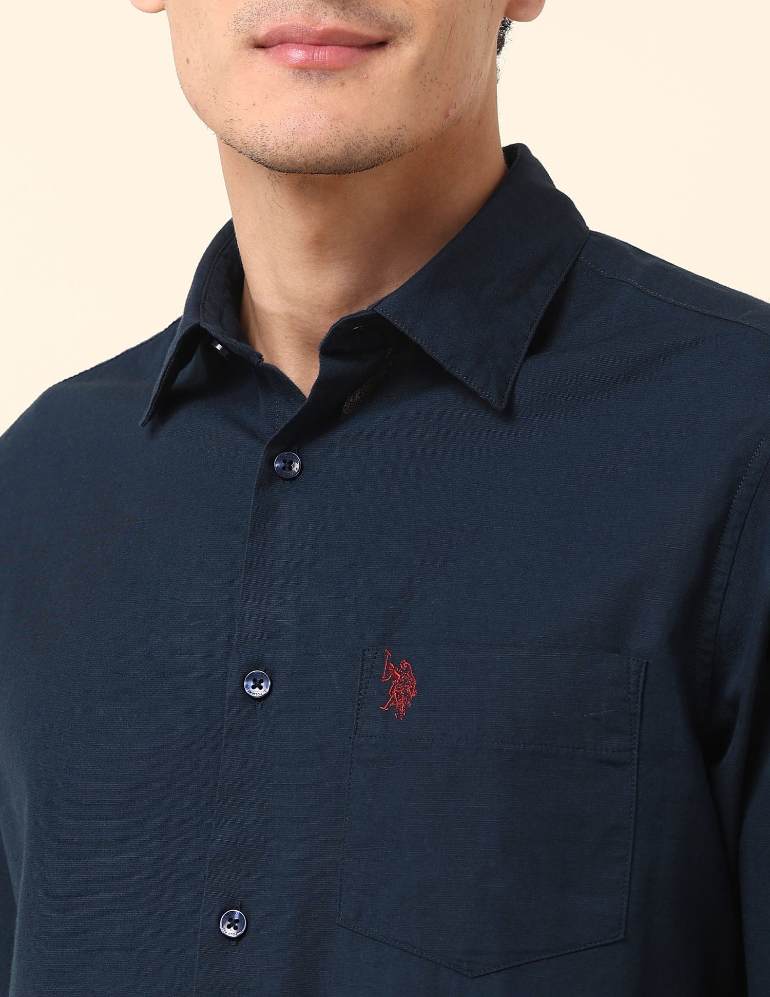 Twill Solid Tailored Fit Shirt Navy - U.S. Polo Assn. India | Large